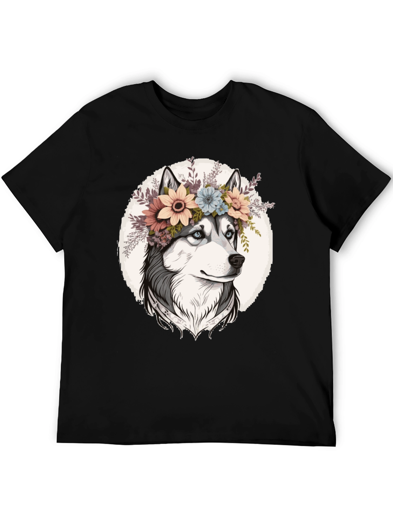 Husky Flower Crown Graphic Tee - Trendy Casual Wear