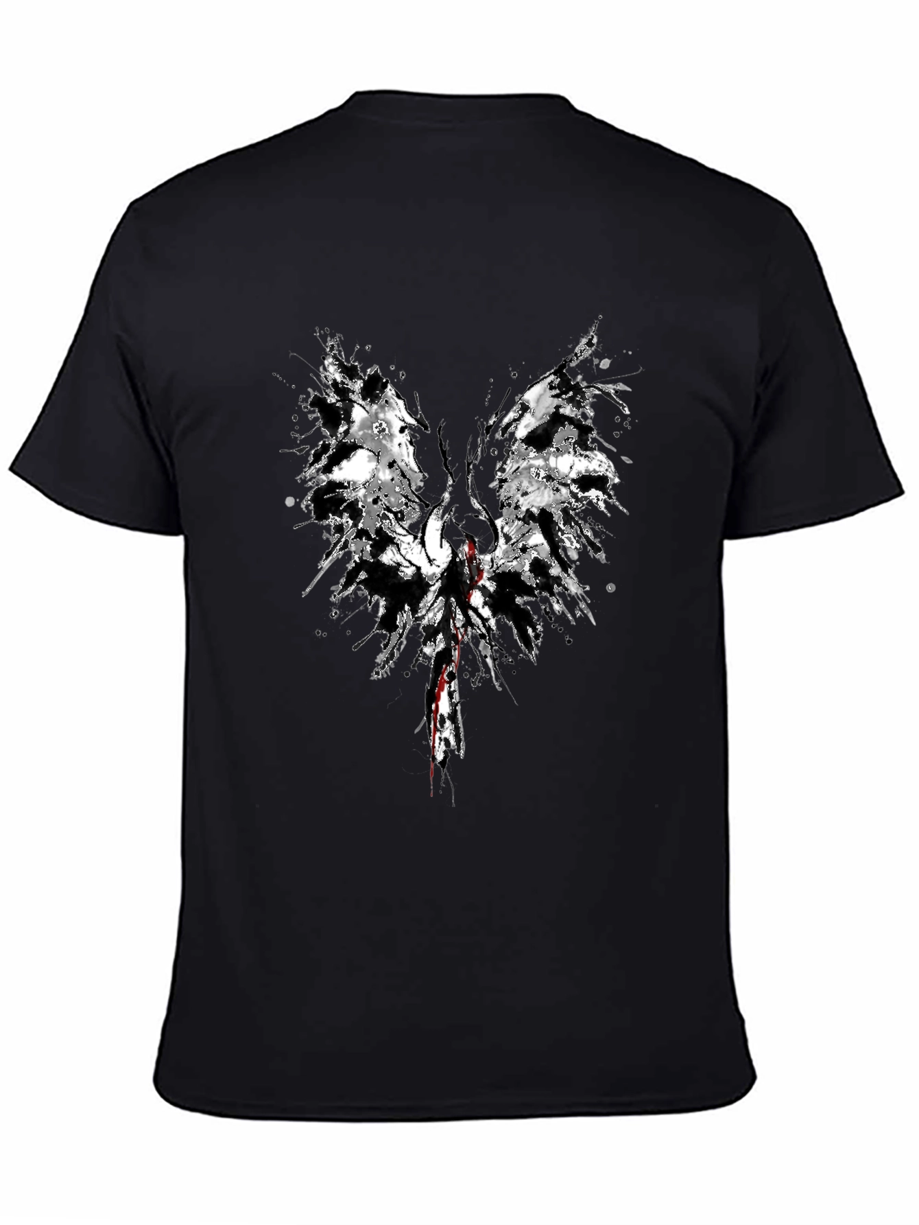 Abstract Wings Graphic Black T-Shirt