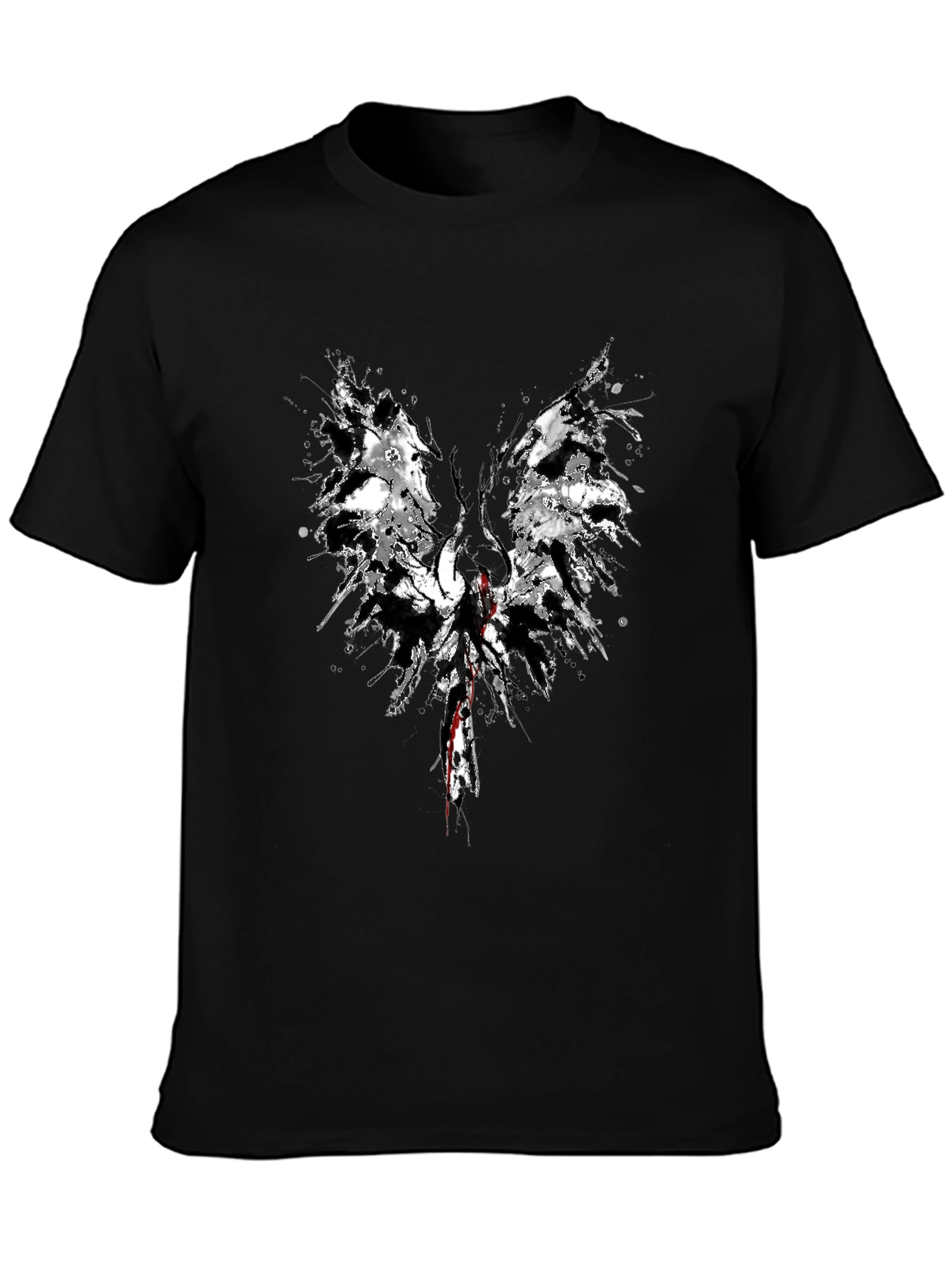 Abstract Wings Graphic Black T-Shirt