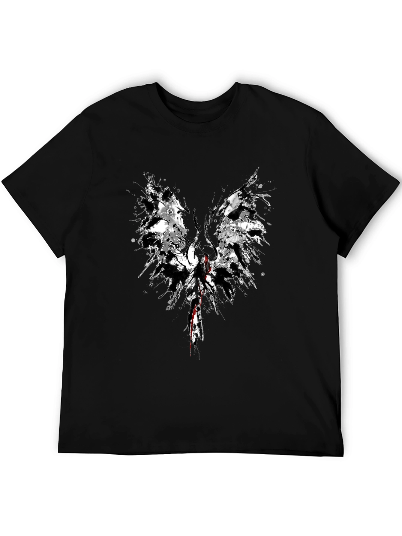 Abstract Wings Graphic Black T-Shirt