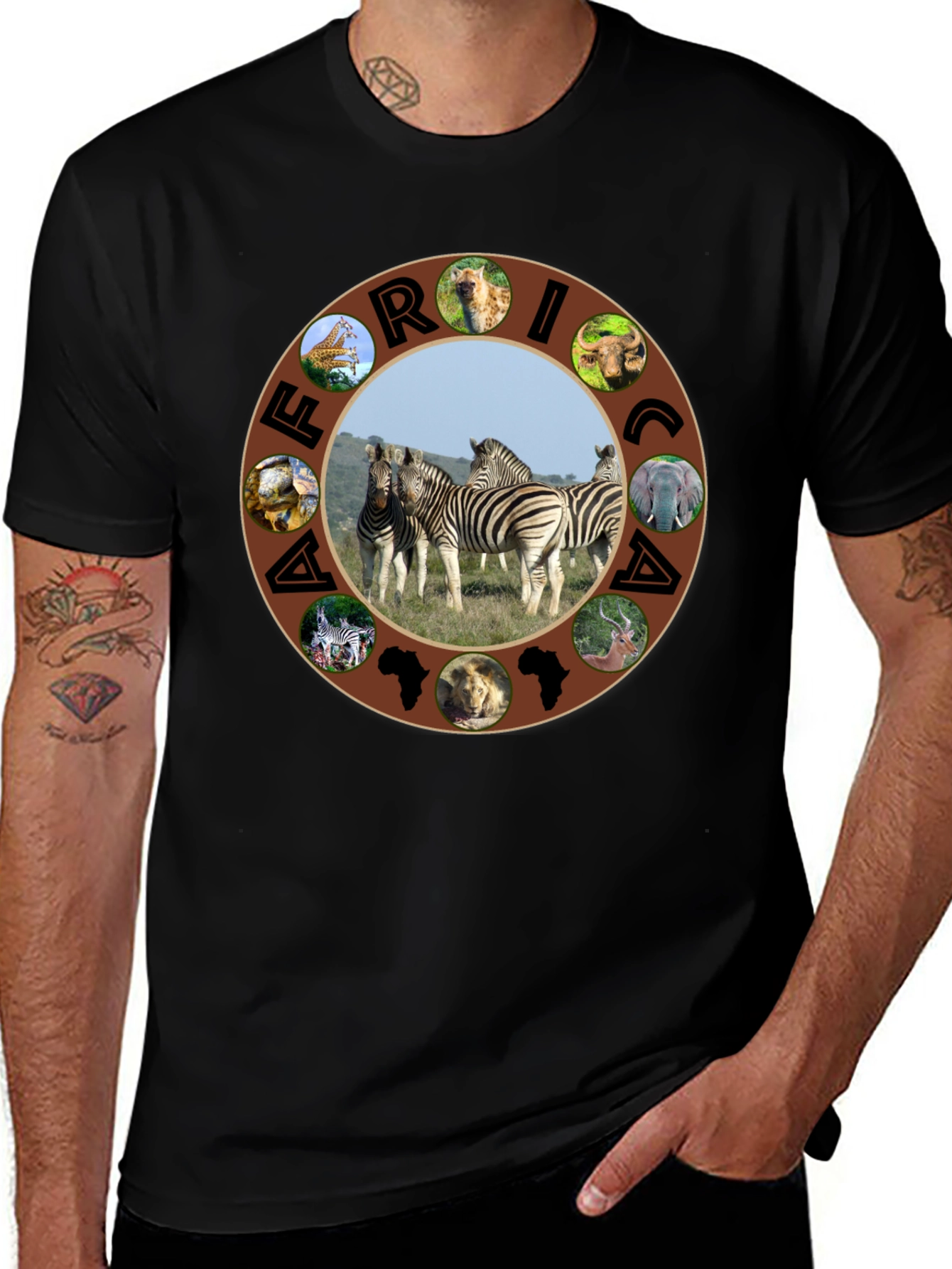 Africa Animals Circle Graphic T-Shirt