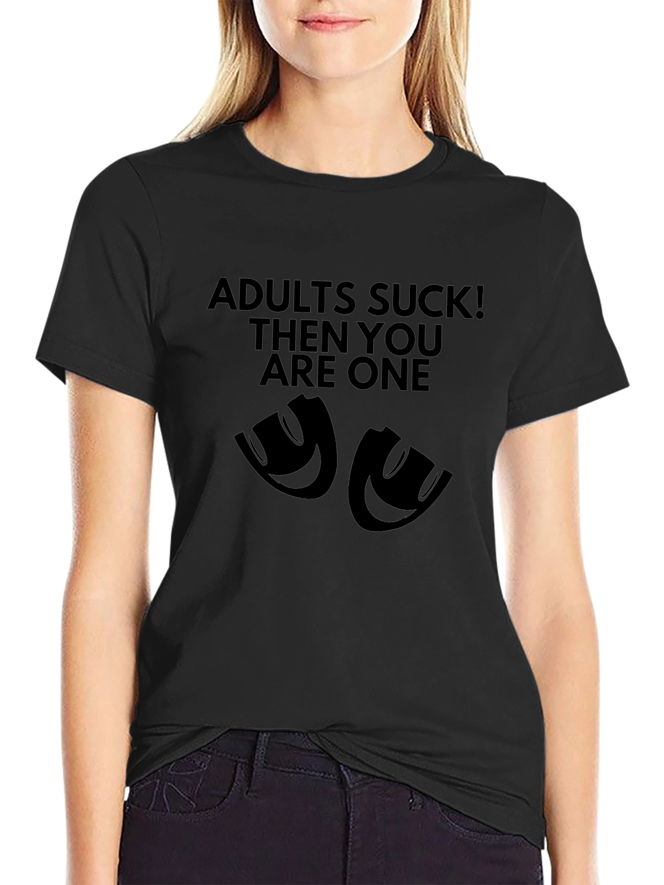 Adults Suck Graphic Black T-Shirt