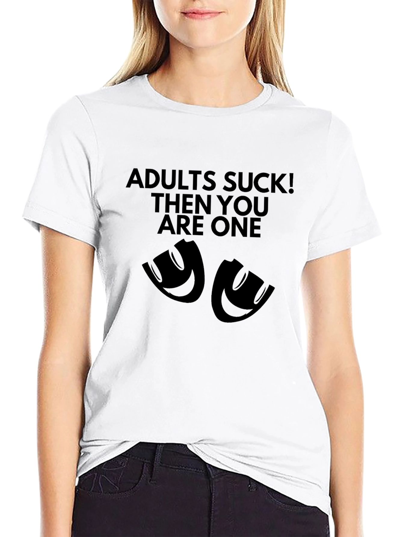 Adults Suck Graphic Black T-Shirt