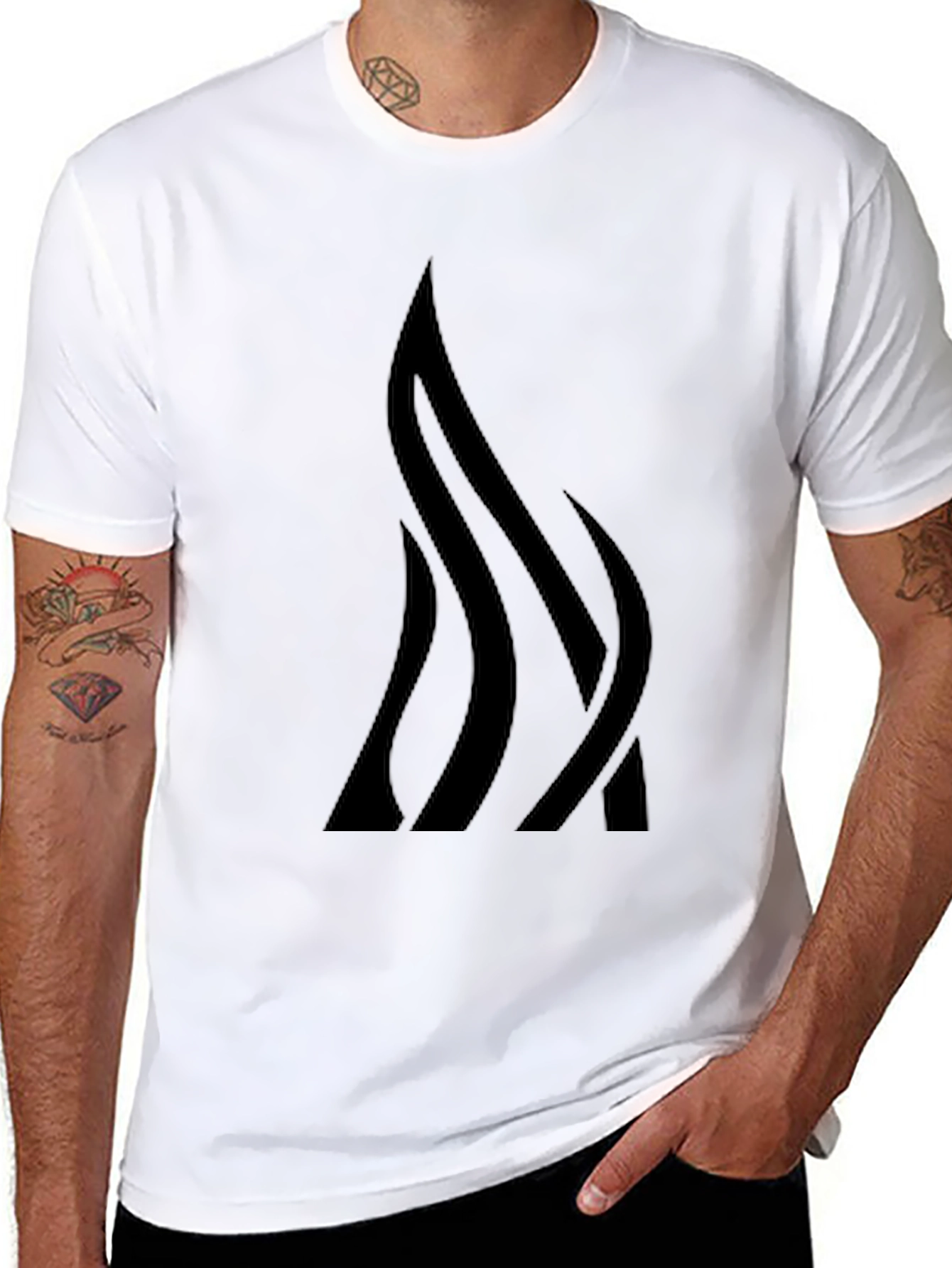 Abstract Flame Graphic Tee - Mens Black T-Shirt