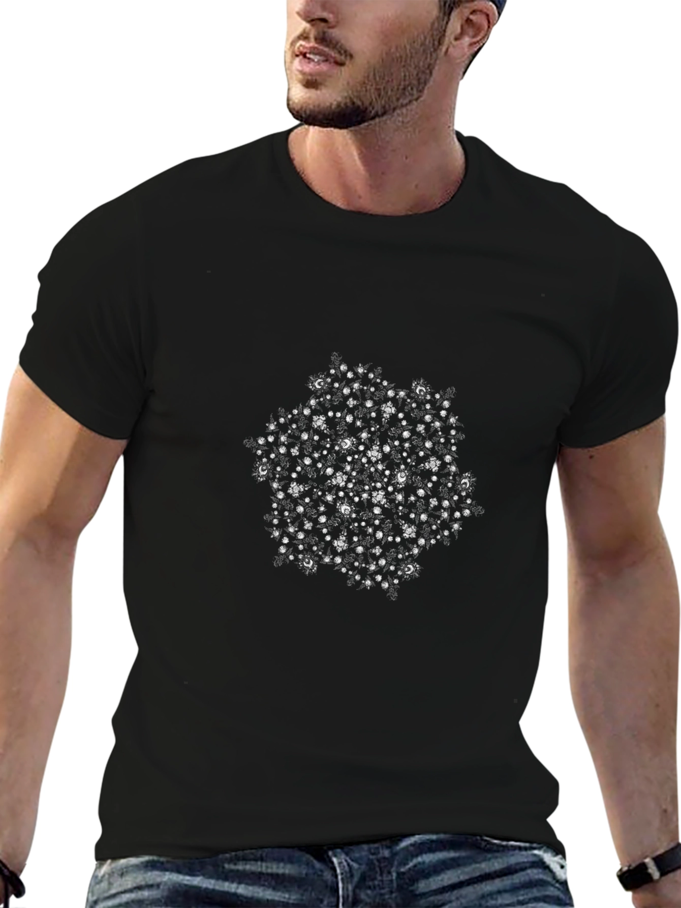 Abstract Constellation Graphic T-Shirt - Black