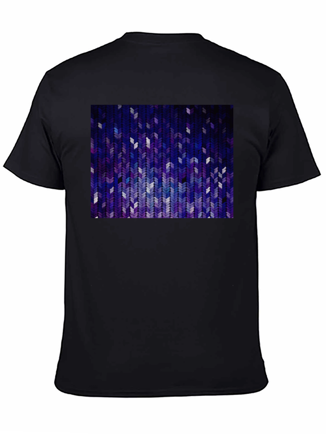 Abstract Chevron Pattern Graphic Tee - Black