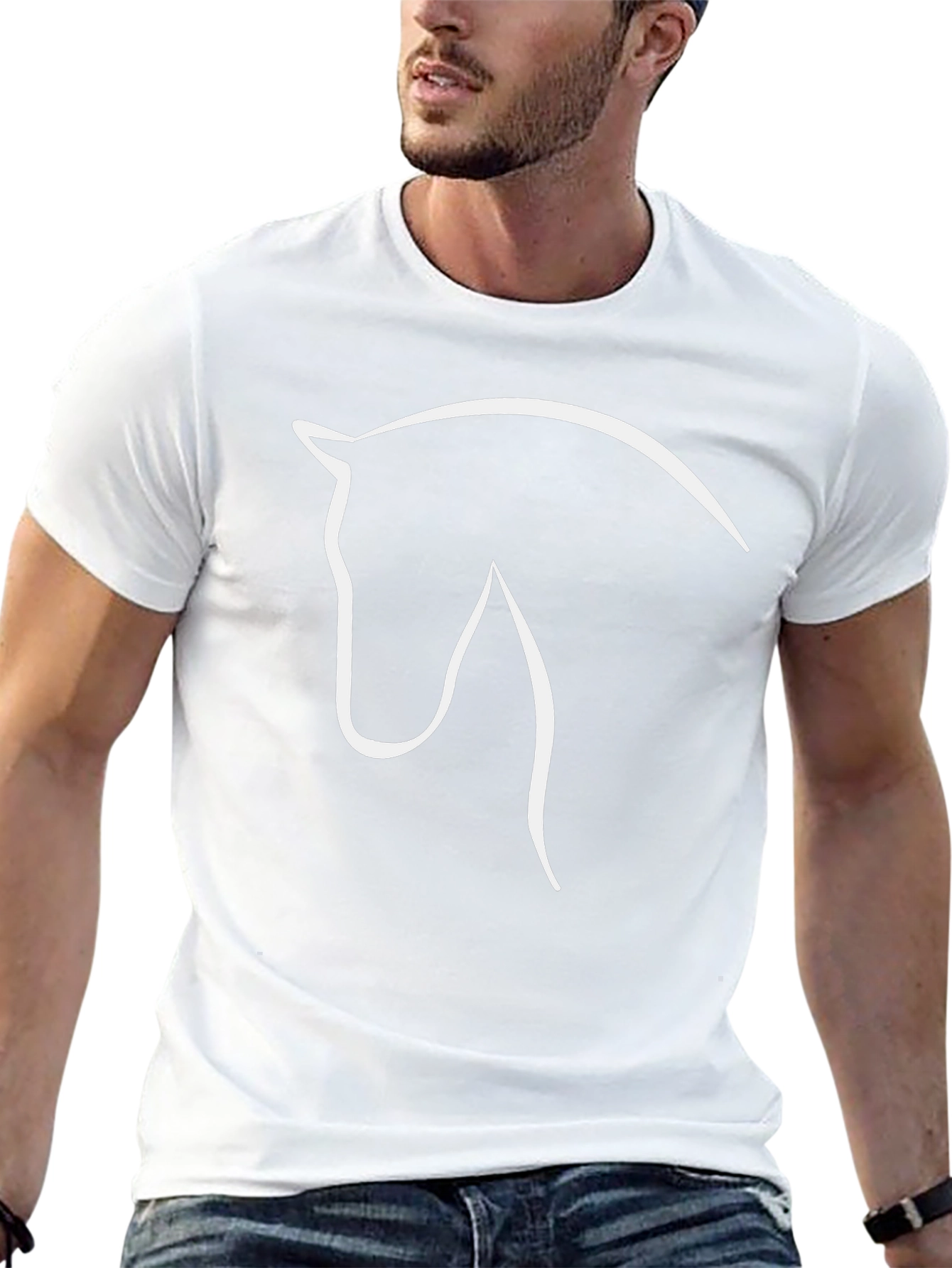 Horse Outline Graphic T-Shirt - Black