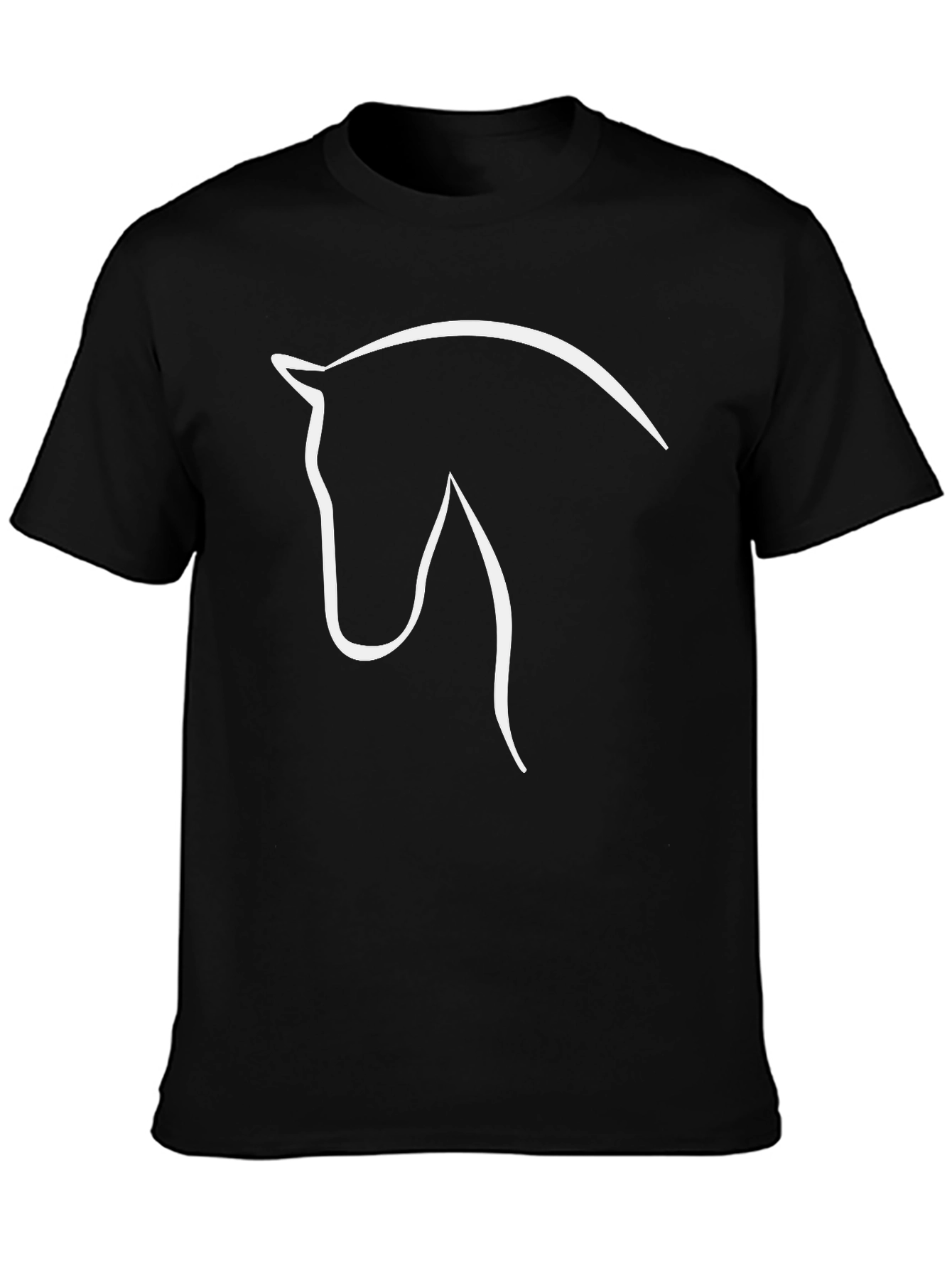 Horse Outline Graphic T-Shirt - Black