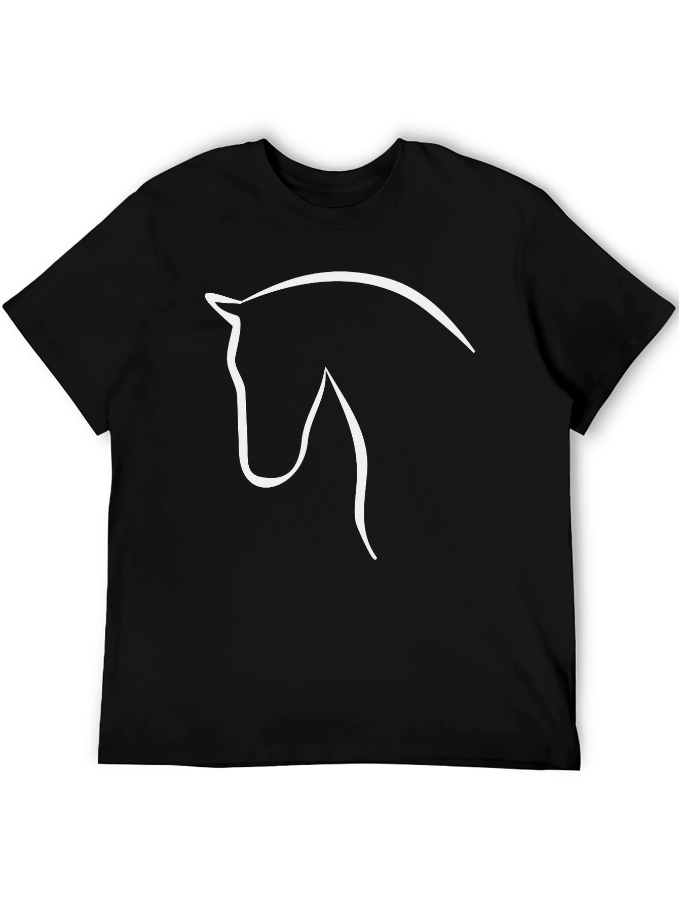 Horse Outline Graphic T-Shirt - Black