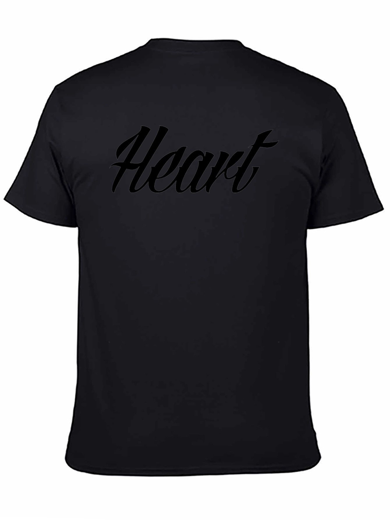 Heart Graphic Print Black Crew Neck T-Shirt