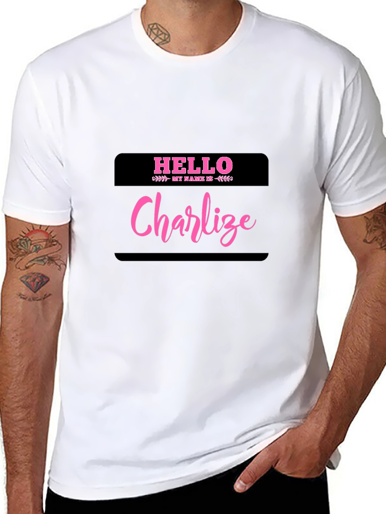 Hello My Name Is Charlize Black T-Shirt