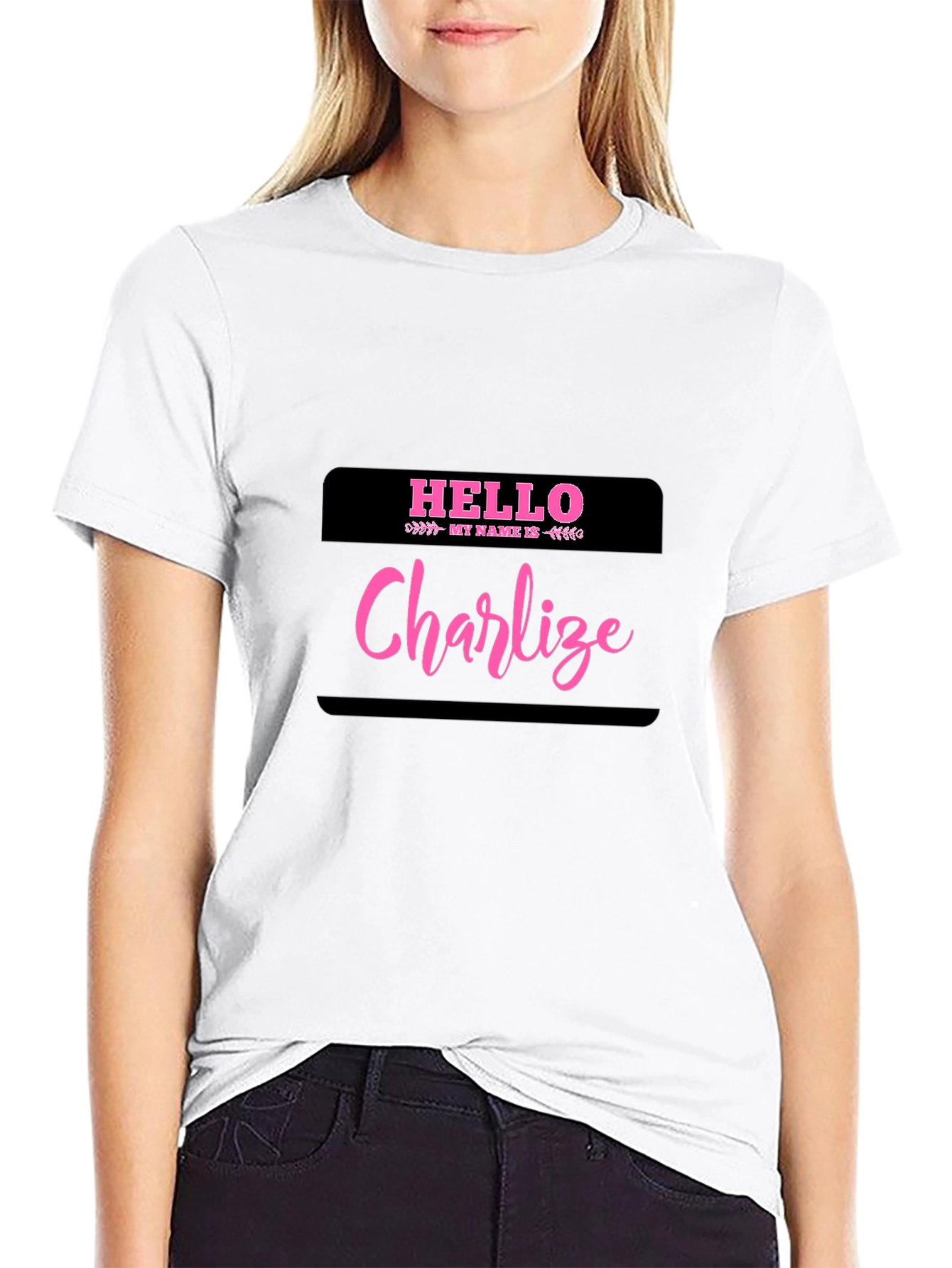 Hello My Name Is Charlize Black T-Shirt