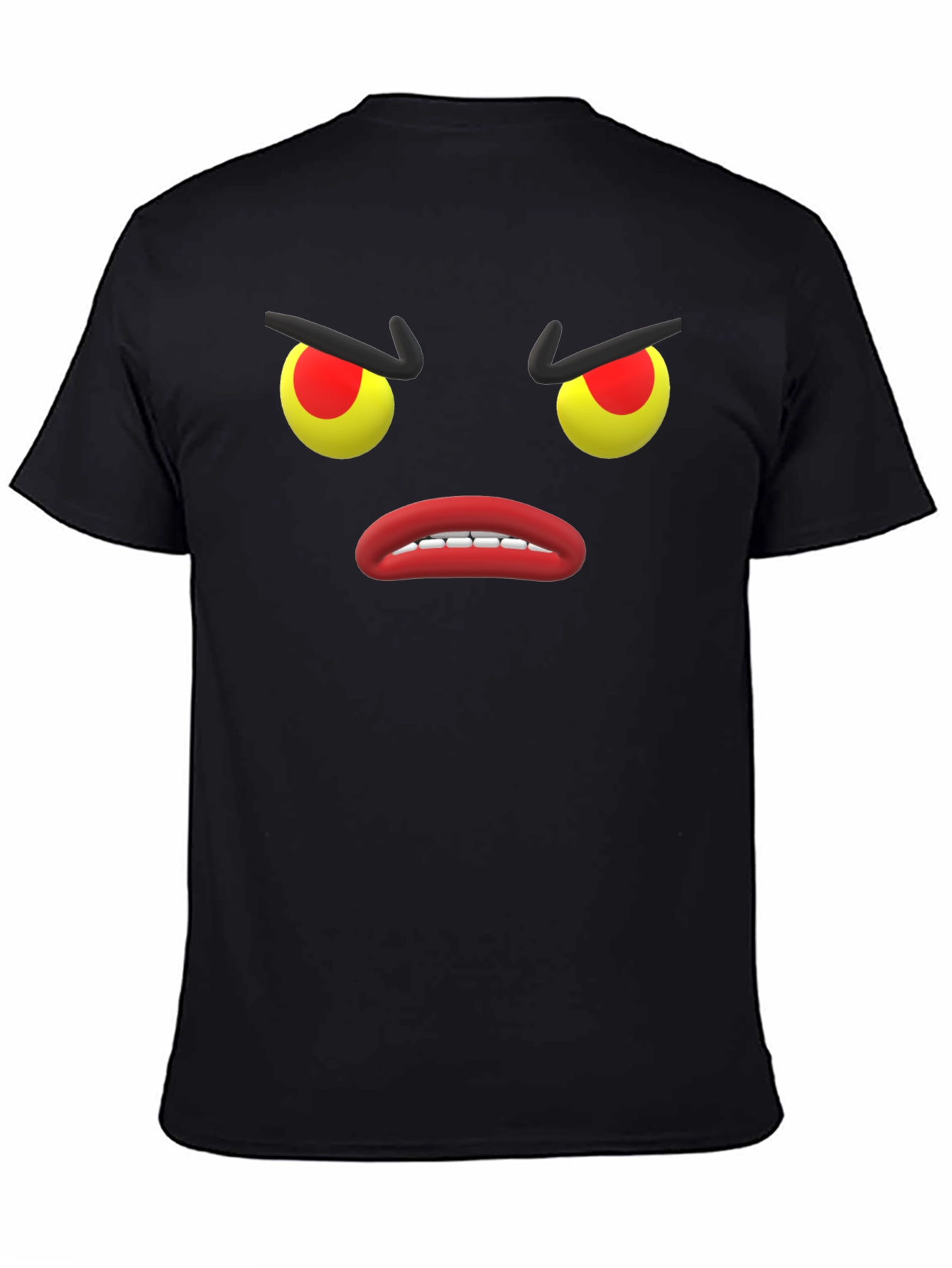 Angry Emoji Face Black Cotton T-Shirt