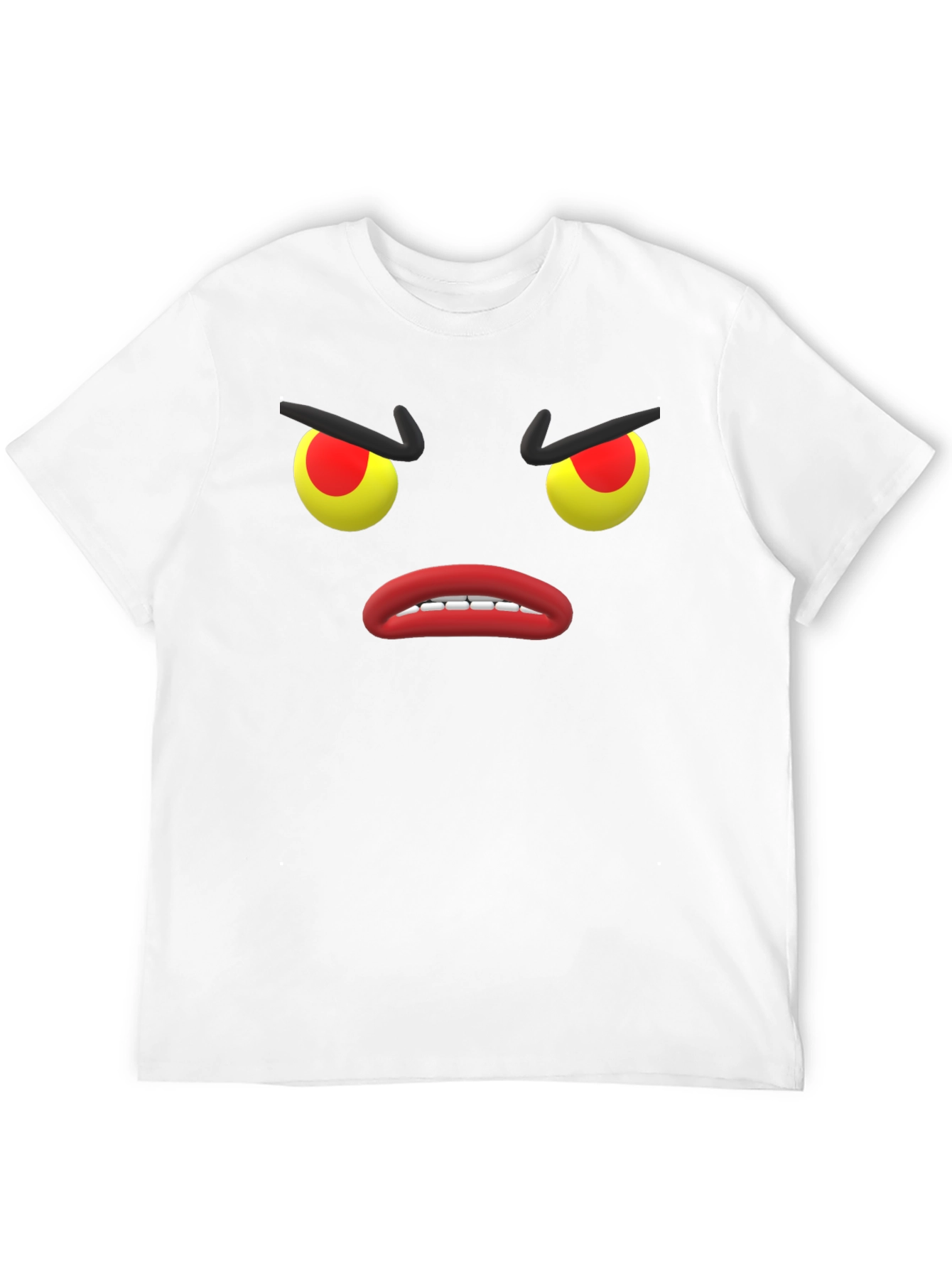 Angry Emoji Face Black Cotton T-Shirt