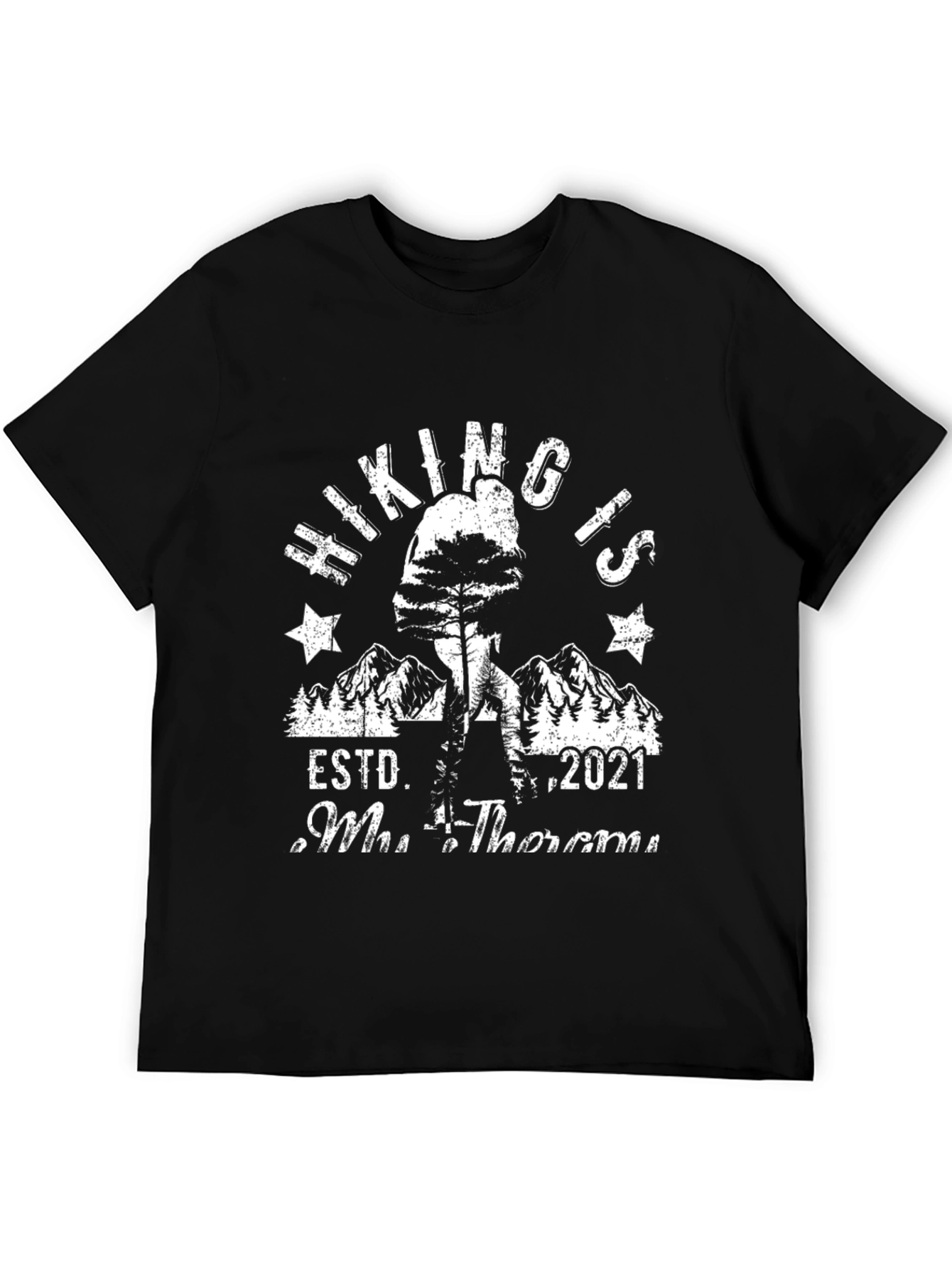 Hiking Is My Therapy Black Graphic Tee