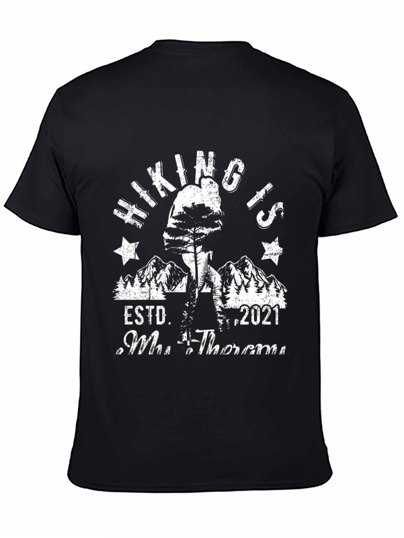 Hiking Is My Therapy Black Graphic Tee
