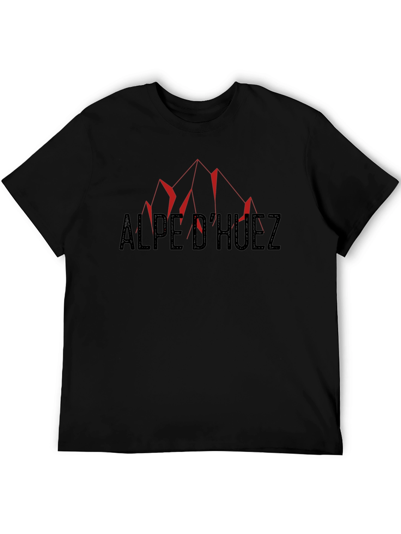 Alpe dHuez Black T-Shirt - Mountain Design