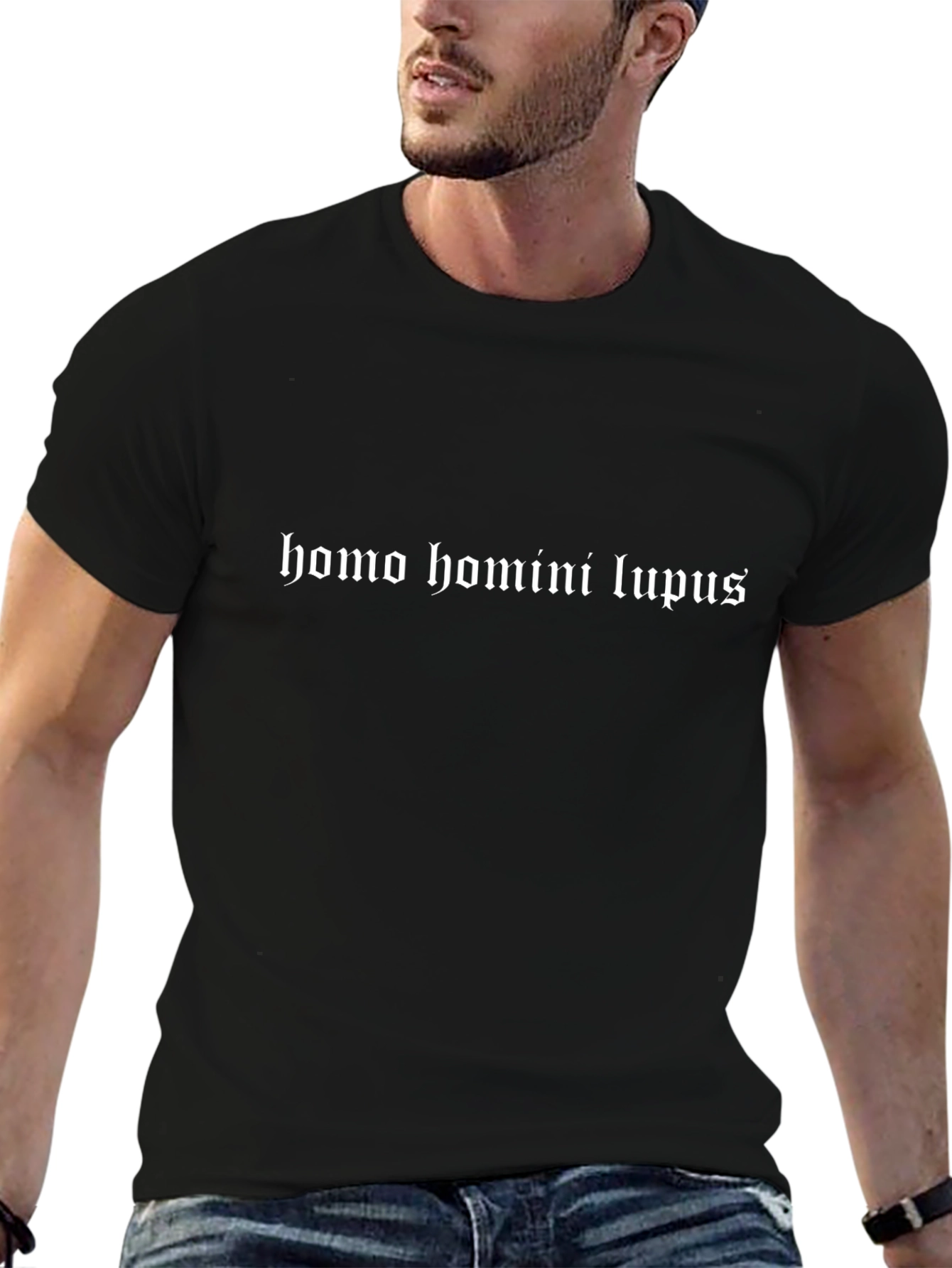 Homo Homini Lupus Black T-Shirt - Latin Quote Tee