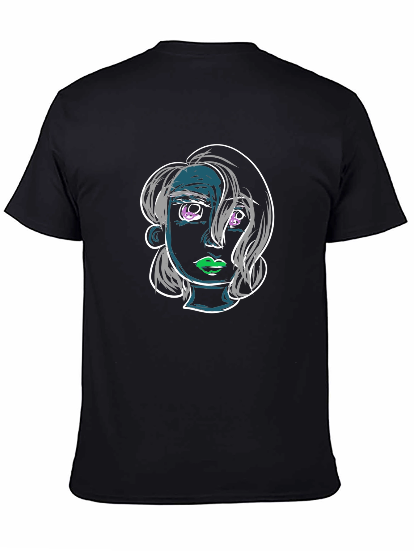 Abstract Face Graphic Black T-Shirt