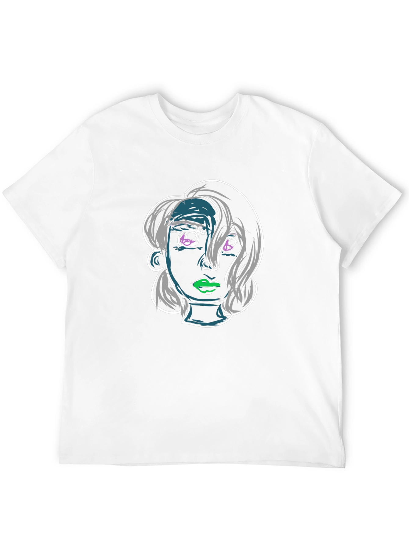 Abstract Face Graphic Black T-Shirt