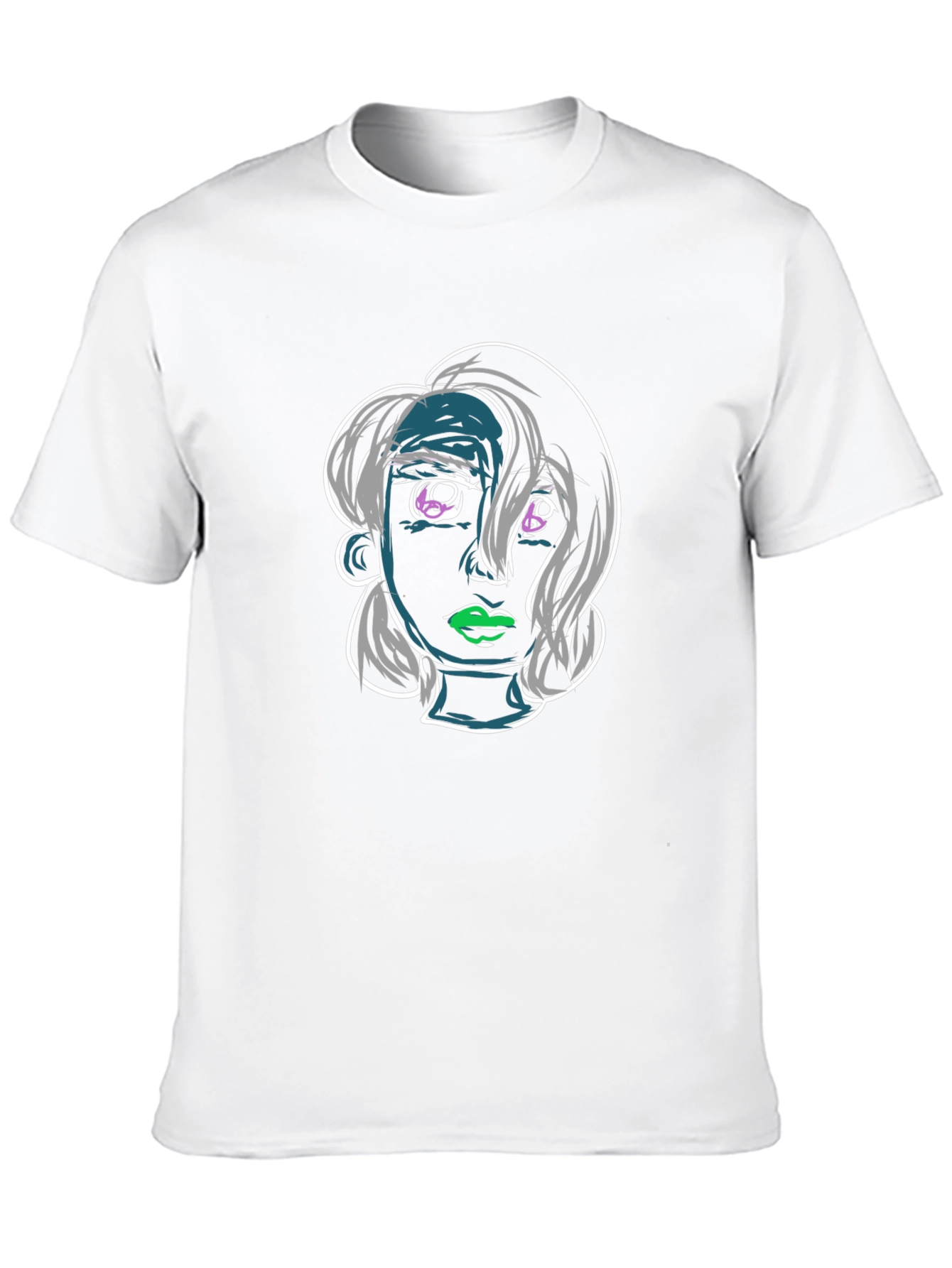 Abstract Face Graphic Black T-Shirt