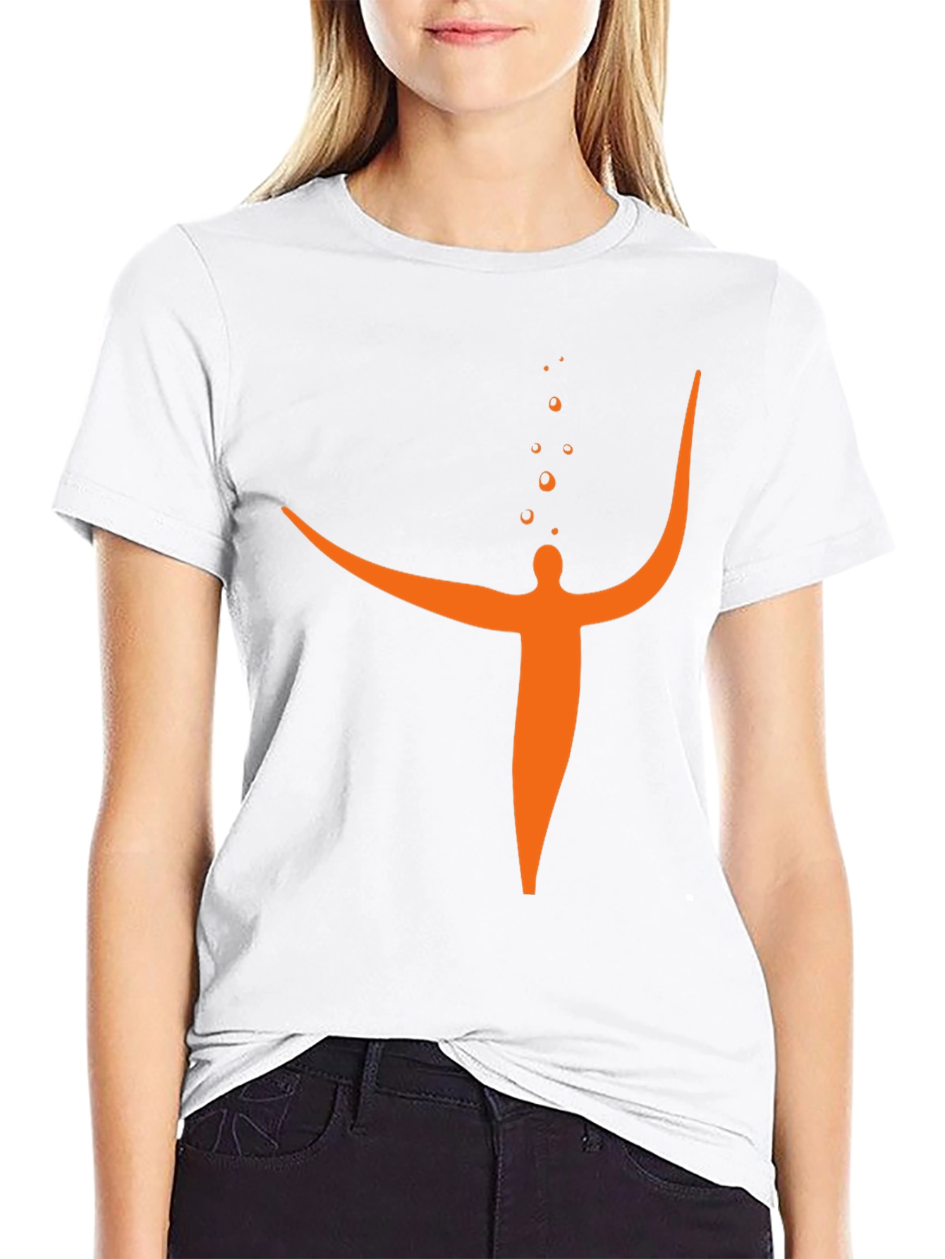 Abstract Orange Figure Black T-Shirt