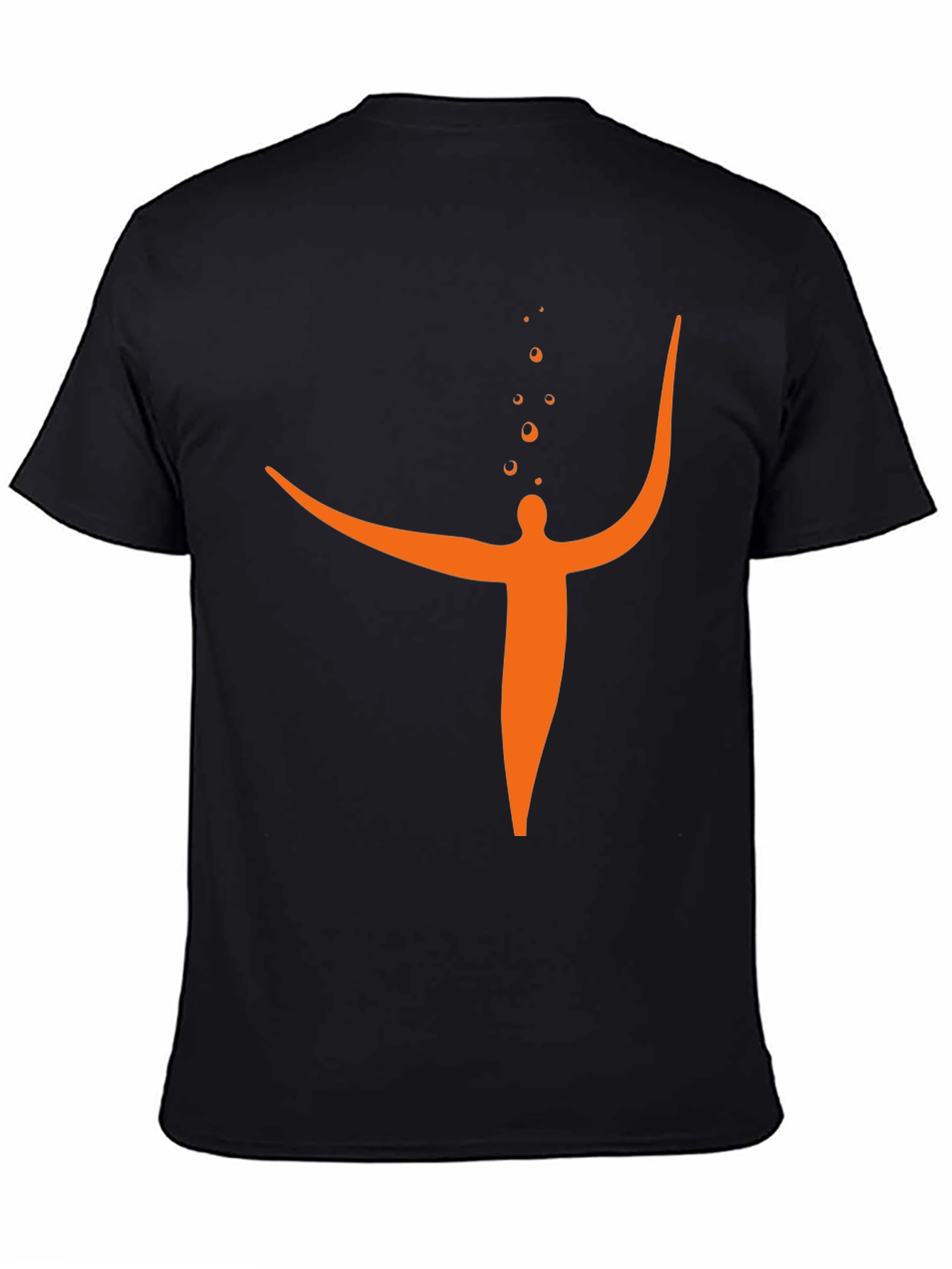 Abstract Orange Figure Black T-Shirt