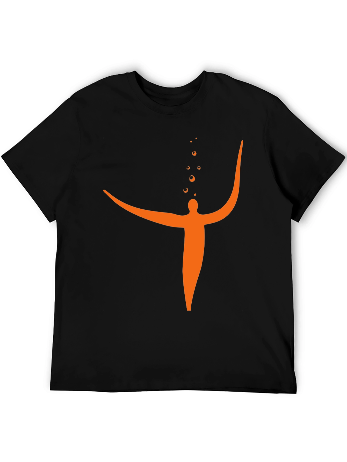 Abstract Orange Figure Black T-Shirt