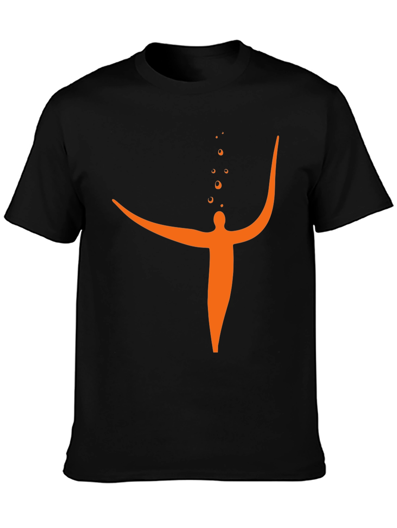 Abstract Orange Figure Black T-Shirt