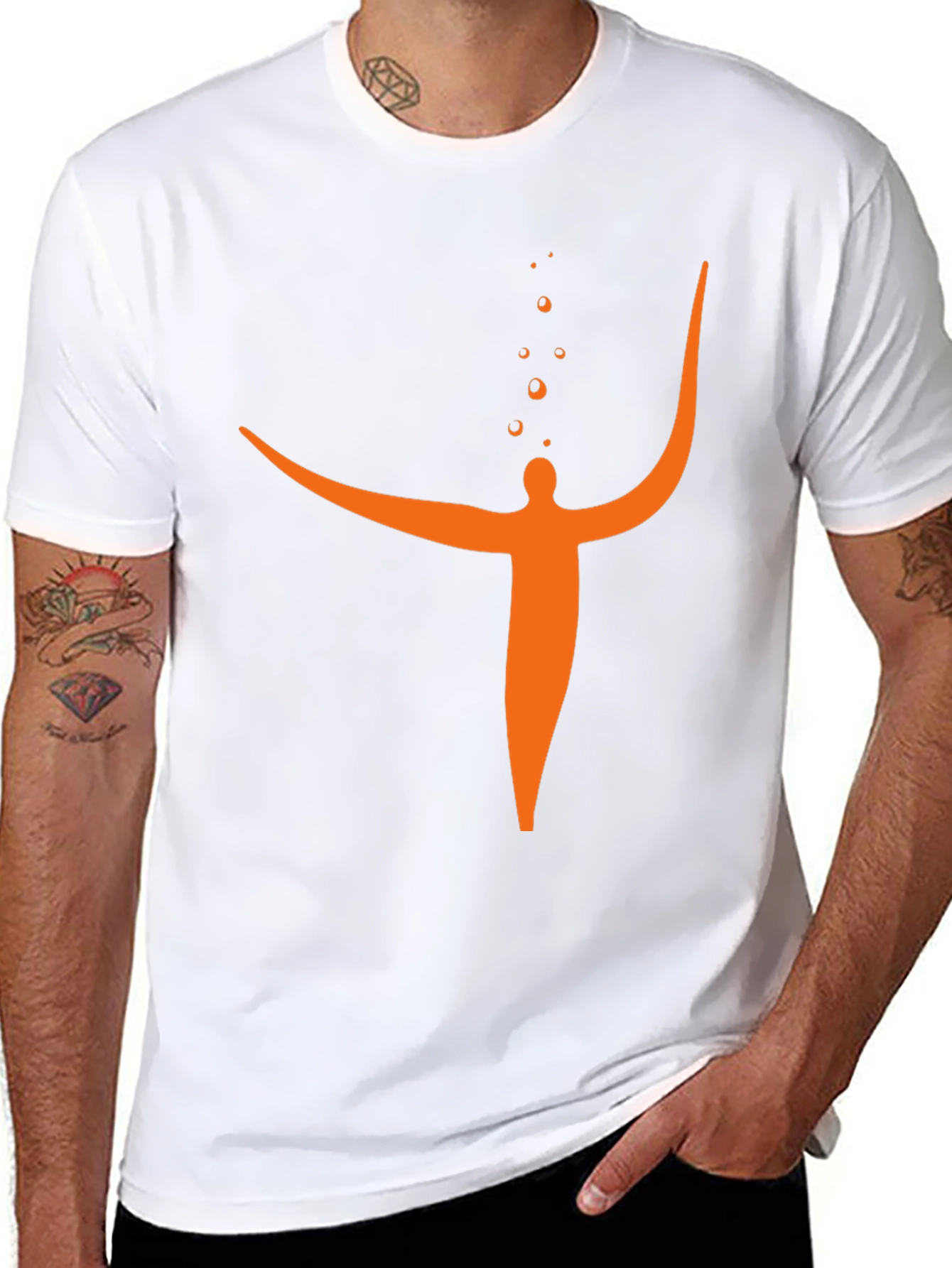 Abstract Orange Figure Black T-Shirt