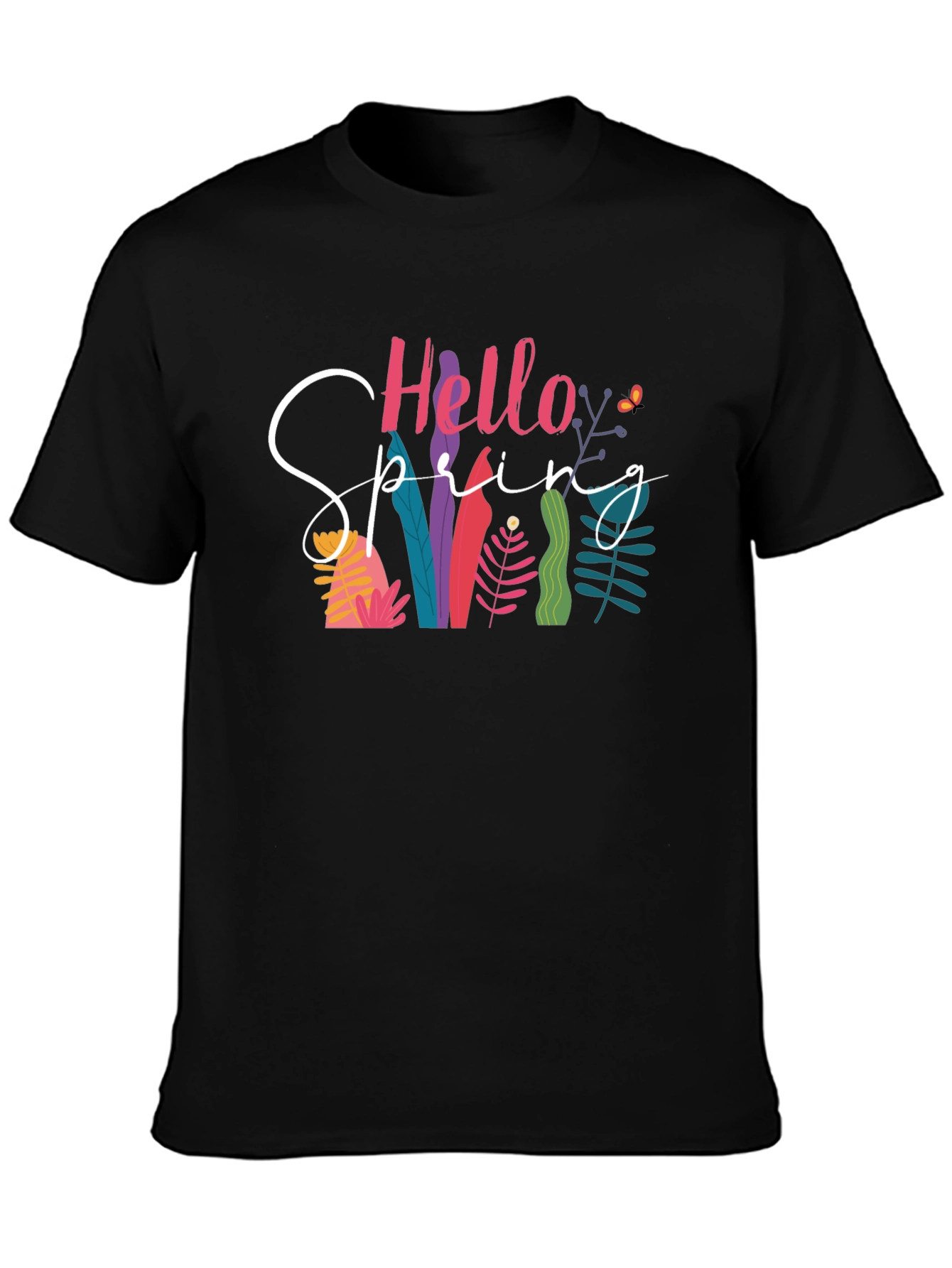 Hello Spring Black T-Shirt