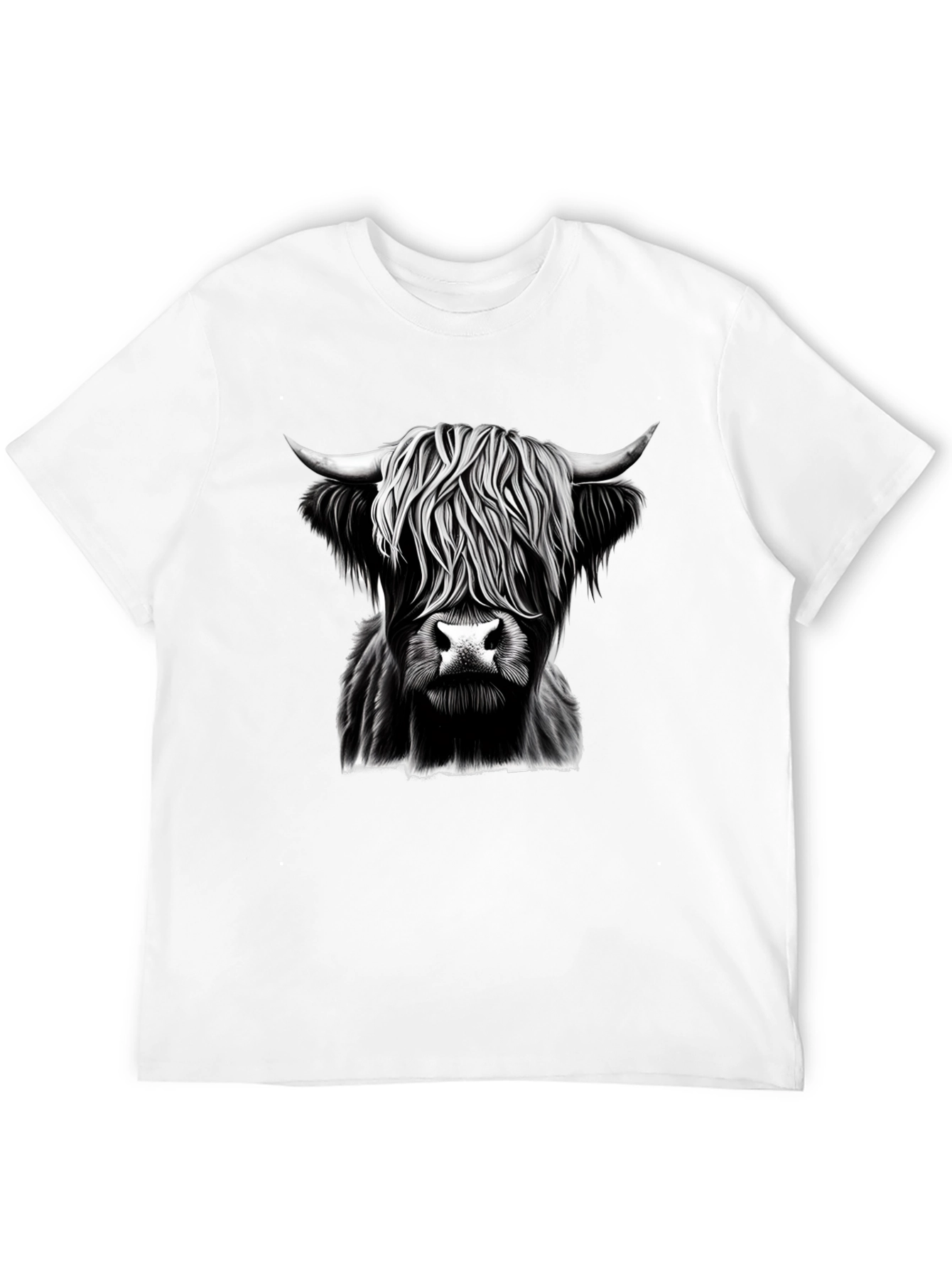 Highland Cow Graphic Tee - Black Cotton T-Shirt