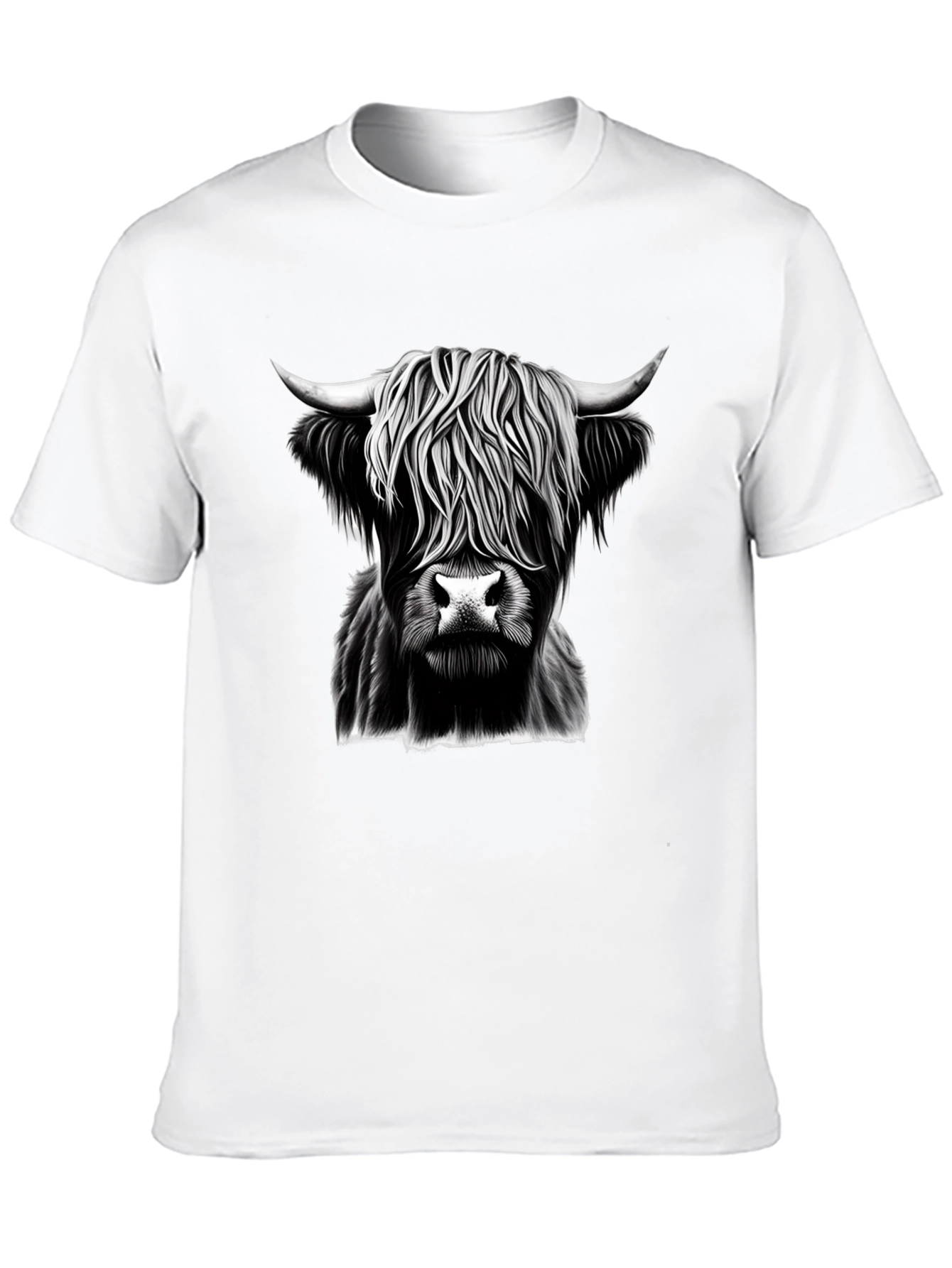 Highland Cow Graphic Tee - Black Cotton T-Shirt