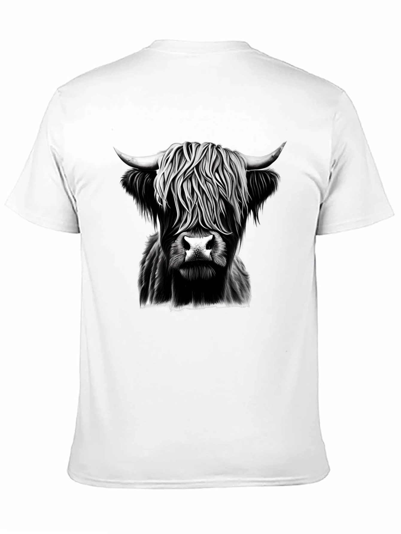 Highland Cow Graphic Tee - Black Cotton T-Shirt