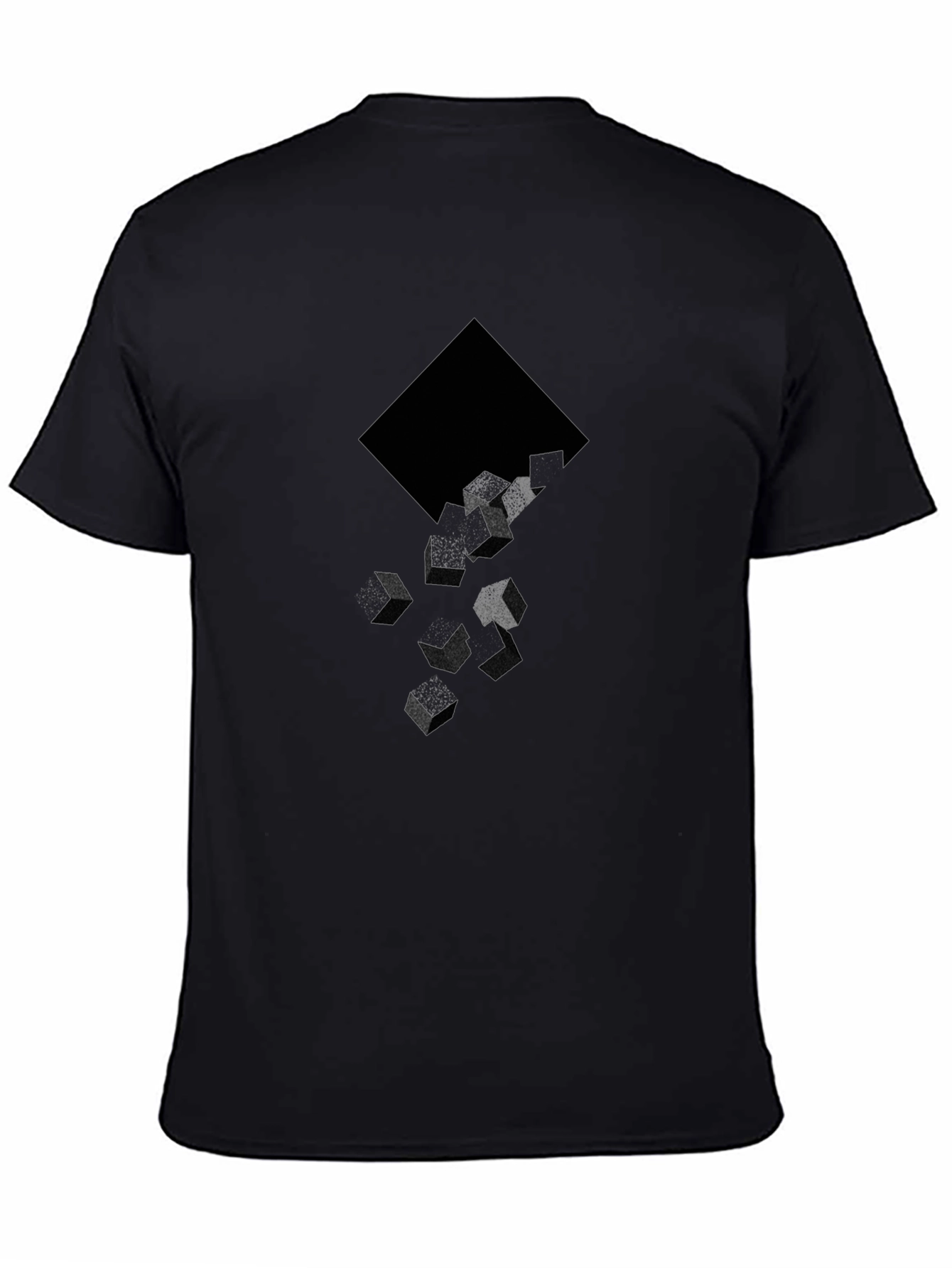 Abstract Cube Drop Black Graphic T-Shirt