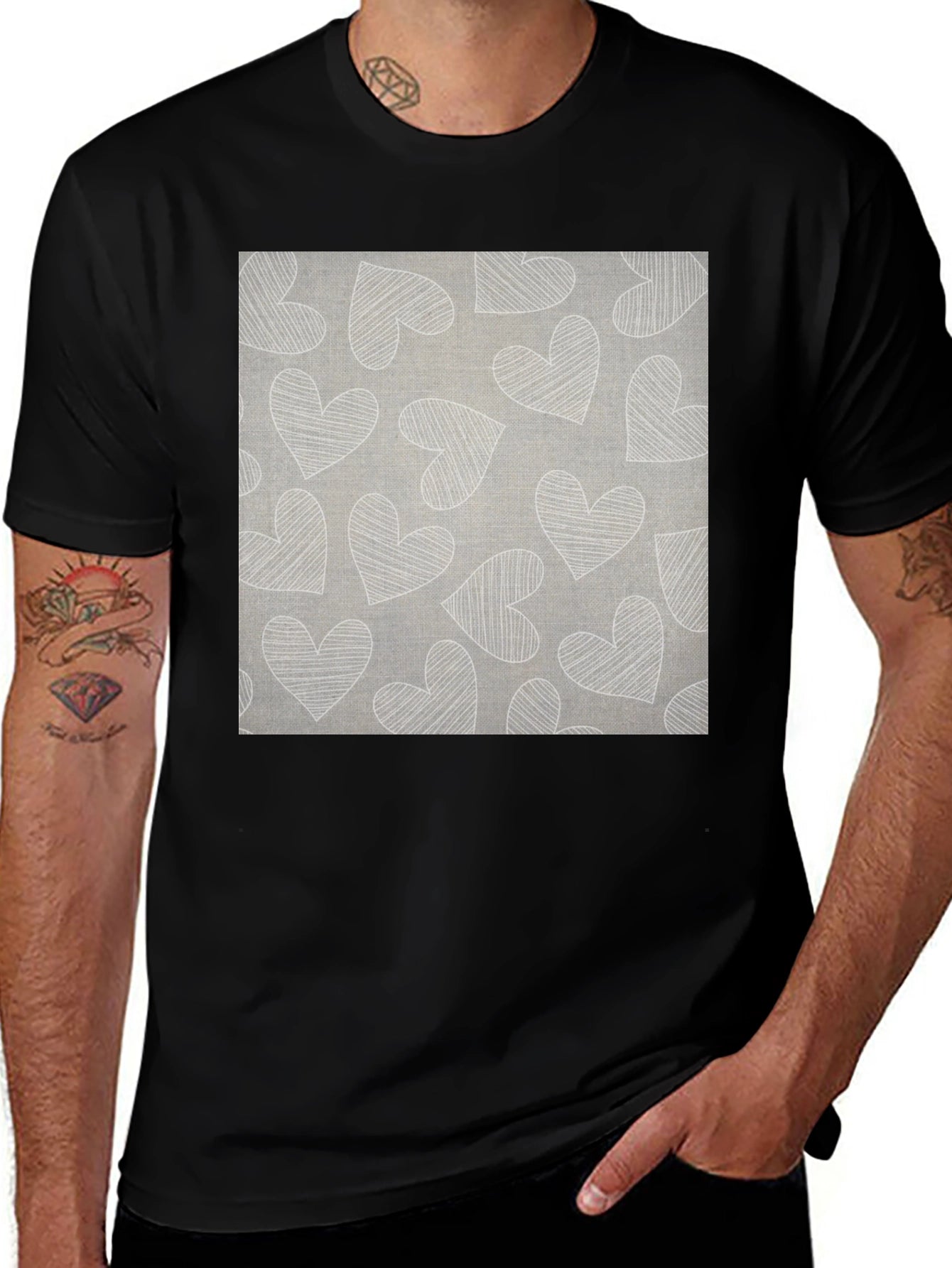 Heart Pattern Graphic Tee