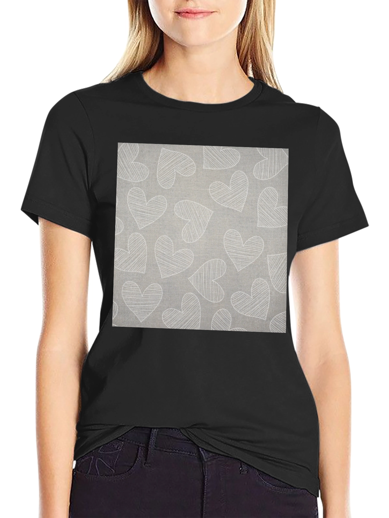 Heart Pattern Graphic Tee