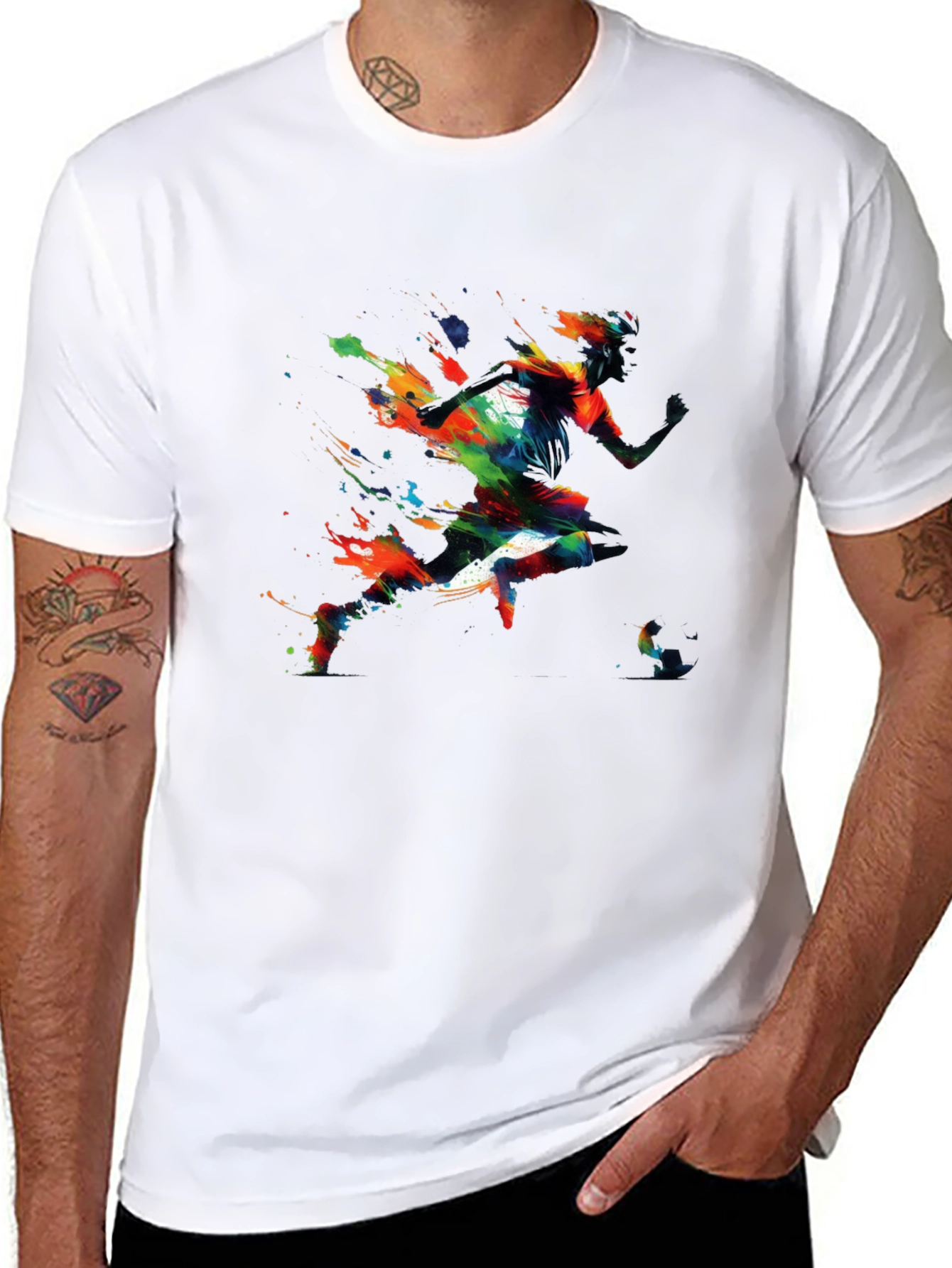 Abstract Runner Graphic Print Black T-Shirt