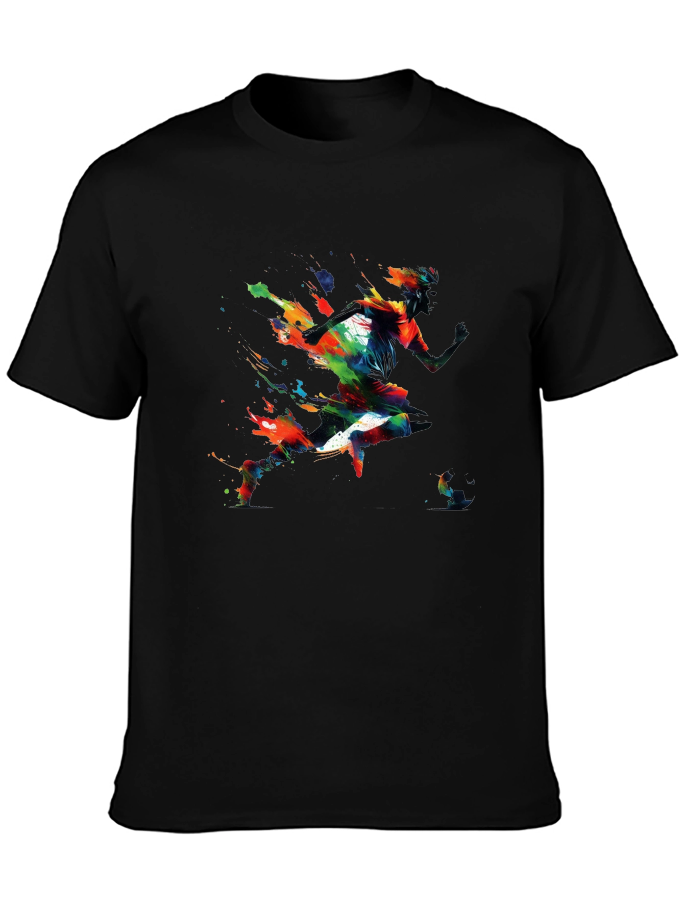 Abstract Runner Graphic Print Black T-Shirt