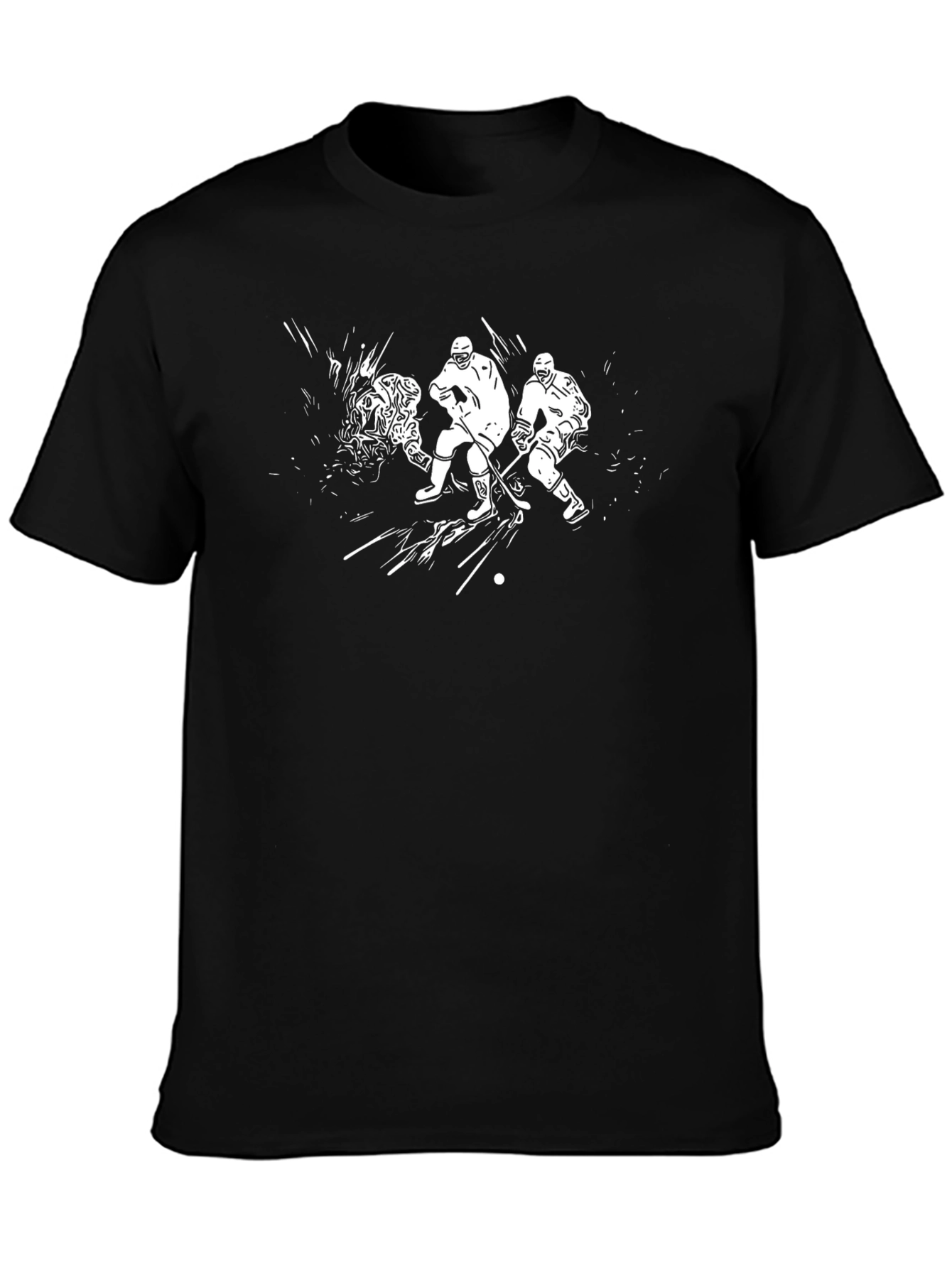 Hockey Graphic Tee - Black Cotton Shirt