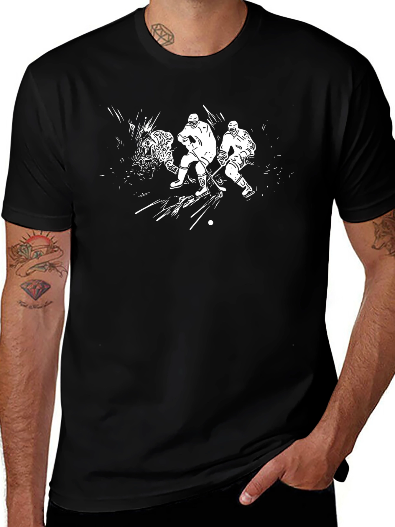 Hockey Graphic Tee - Black Cotton Shirt