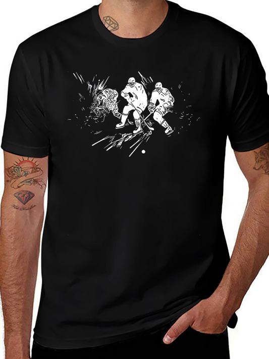 Hockey Graphic Tee - Black Cotton Shirt