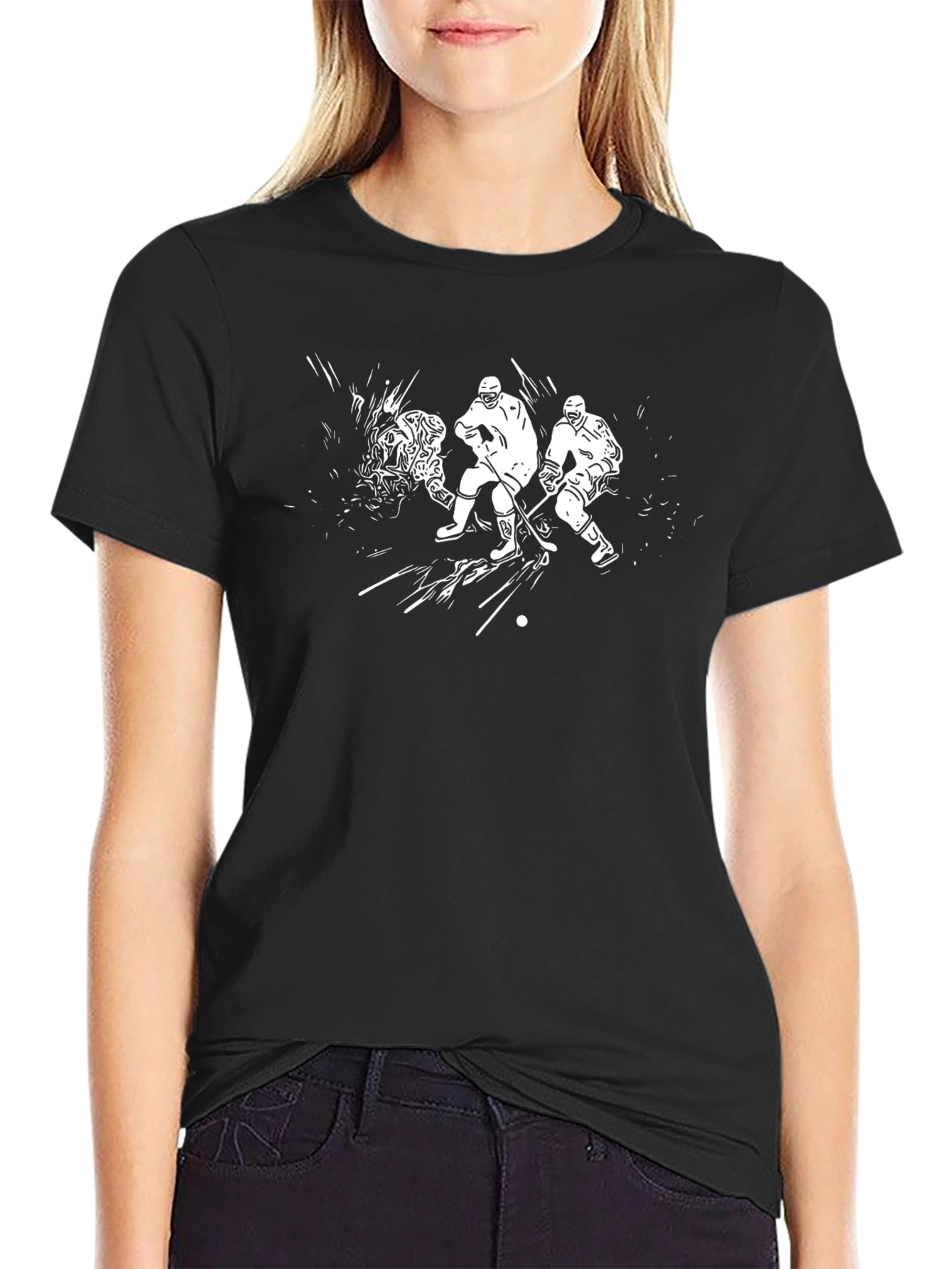 Hockey Graphic Tee - Black Cotton Shirt