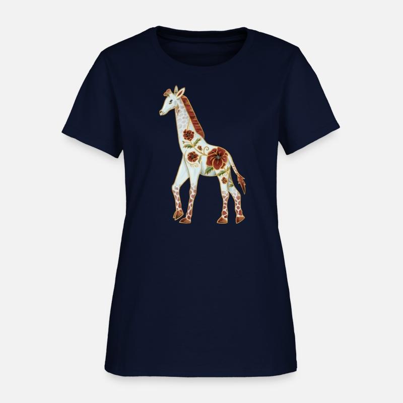 Albino Giraffe With Red Poppy Flowers