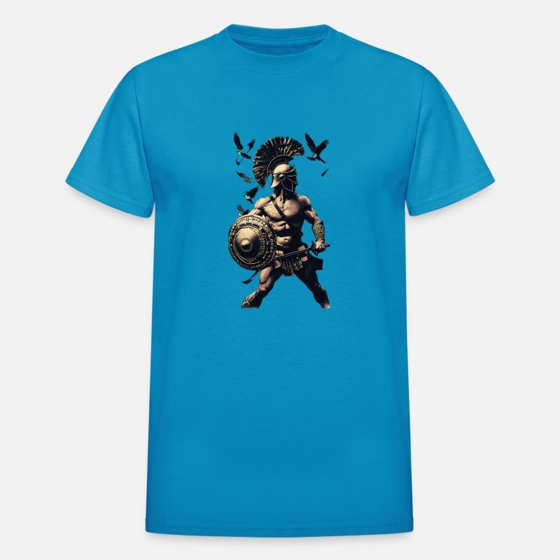 Ancient Warrior In Combat Pose Surrounded By Birds