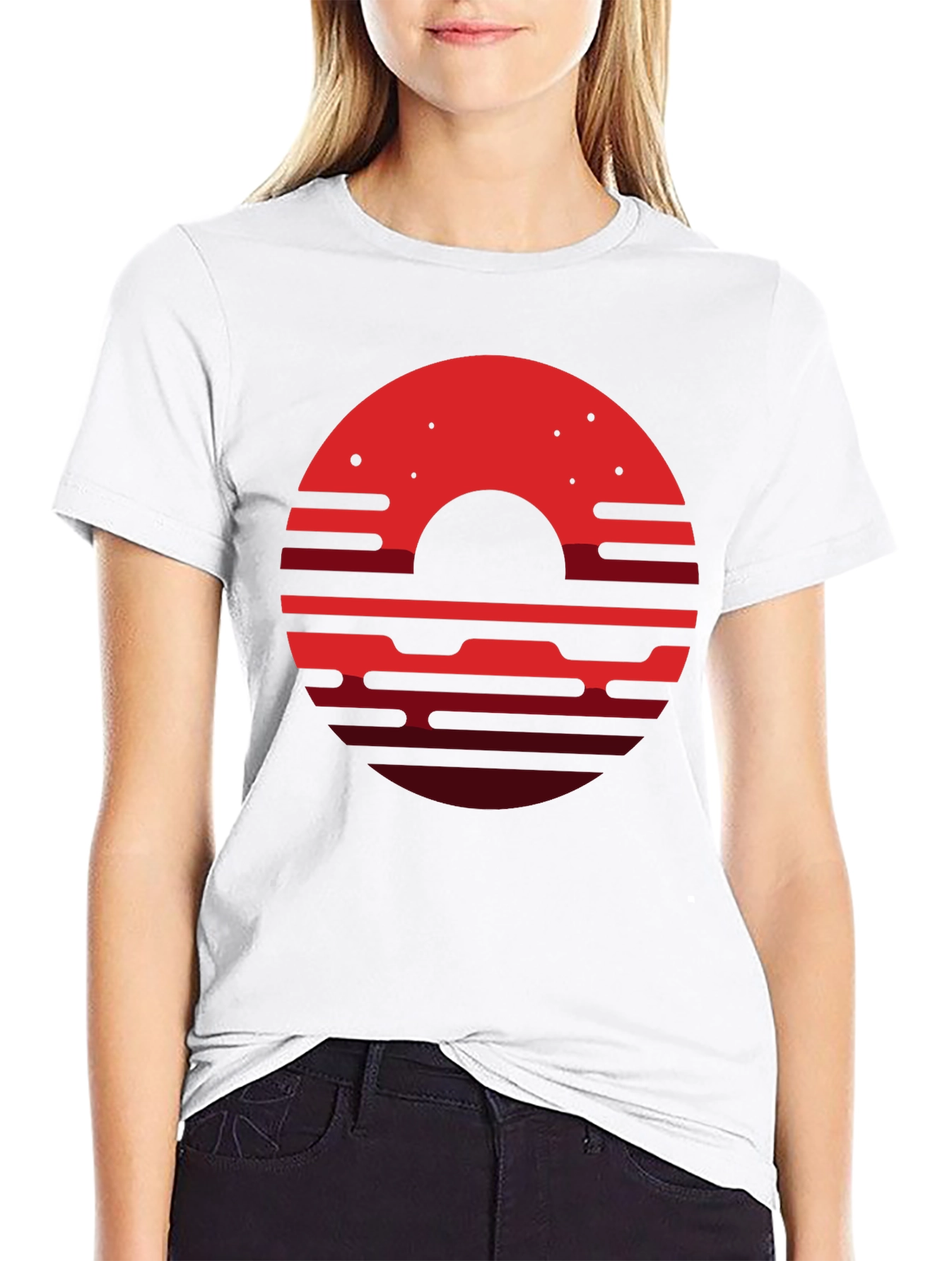 Abstract Sunset Graphic T-Shirt - Black