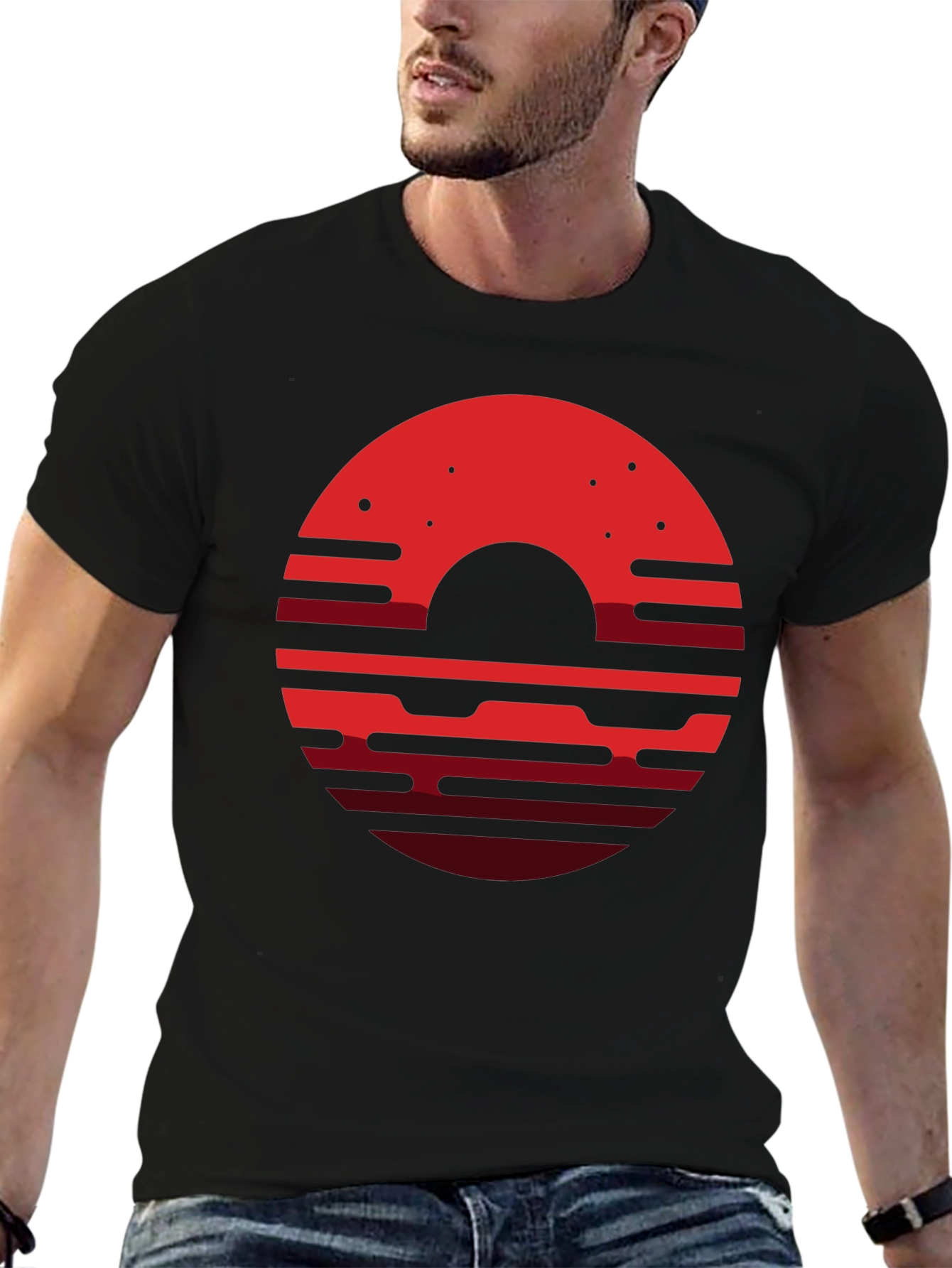 Abstract Sunset Graphic T-Shirt - Black