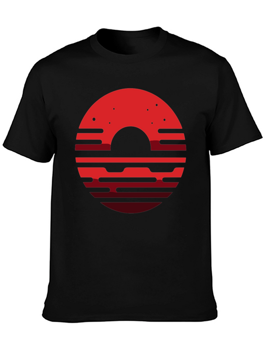 Abstract Sunset Graphic T-Shirt - Black