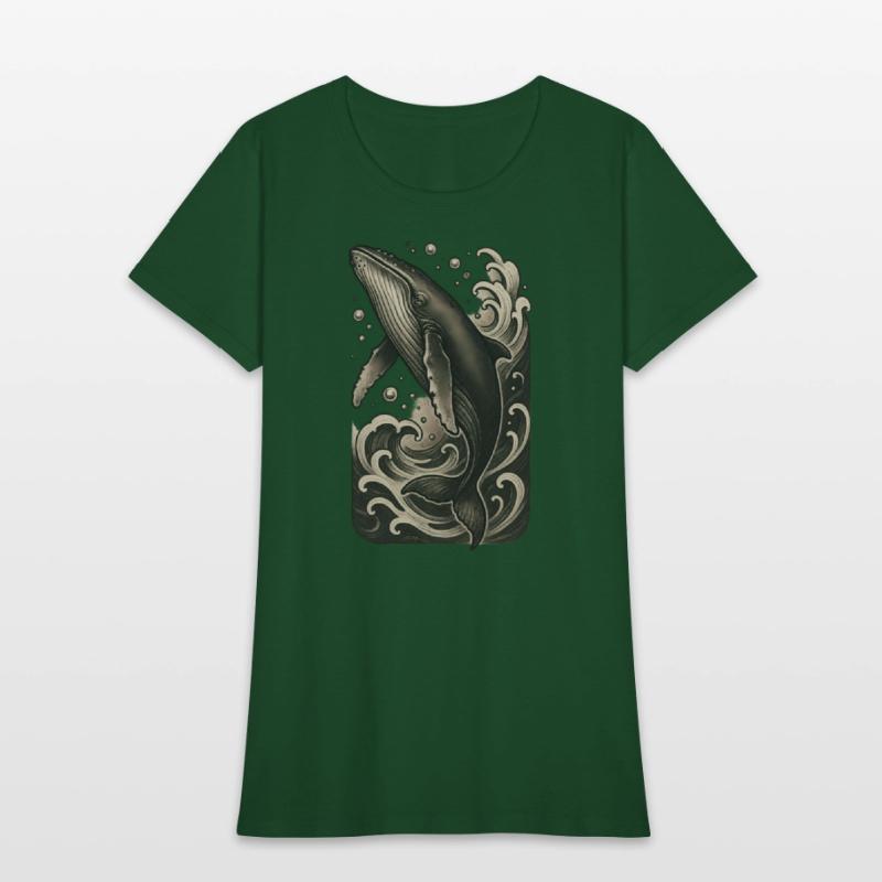 Artistic Whale Ocean Scene Vintage Mood