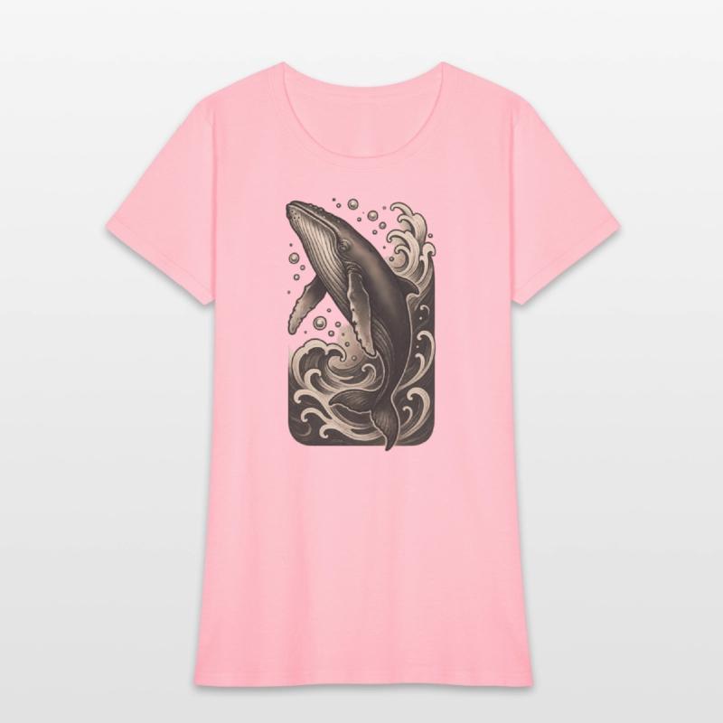 Artistic Whale Ocean Scene Vintage Mood